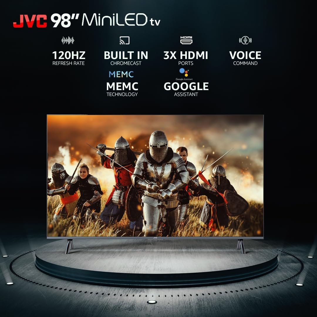 JVC 98 Inch UHD 4K Miniled Smart Android TV | Ultra-Thin Bezels with Metal Frame | 120Hz & MEMC | Chromecast & Google Assistant | Dolby Vision & Atmos | Netflix, Youtube, Prime & More | AV-J987145A image number 5