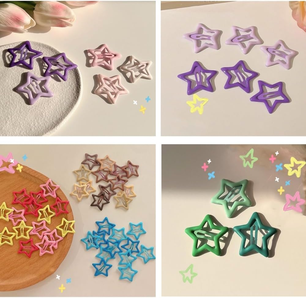 CAASFOOY 20 Pieces Cute Hair Clips for Girls, Colorful Hair Clips for Girls, Colorful Star Hair Clips for Children'S Day Party image number 3