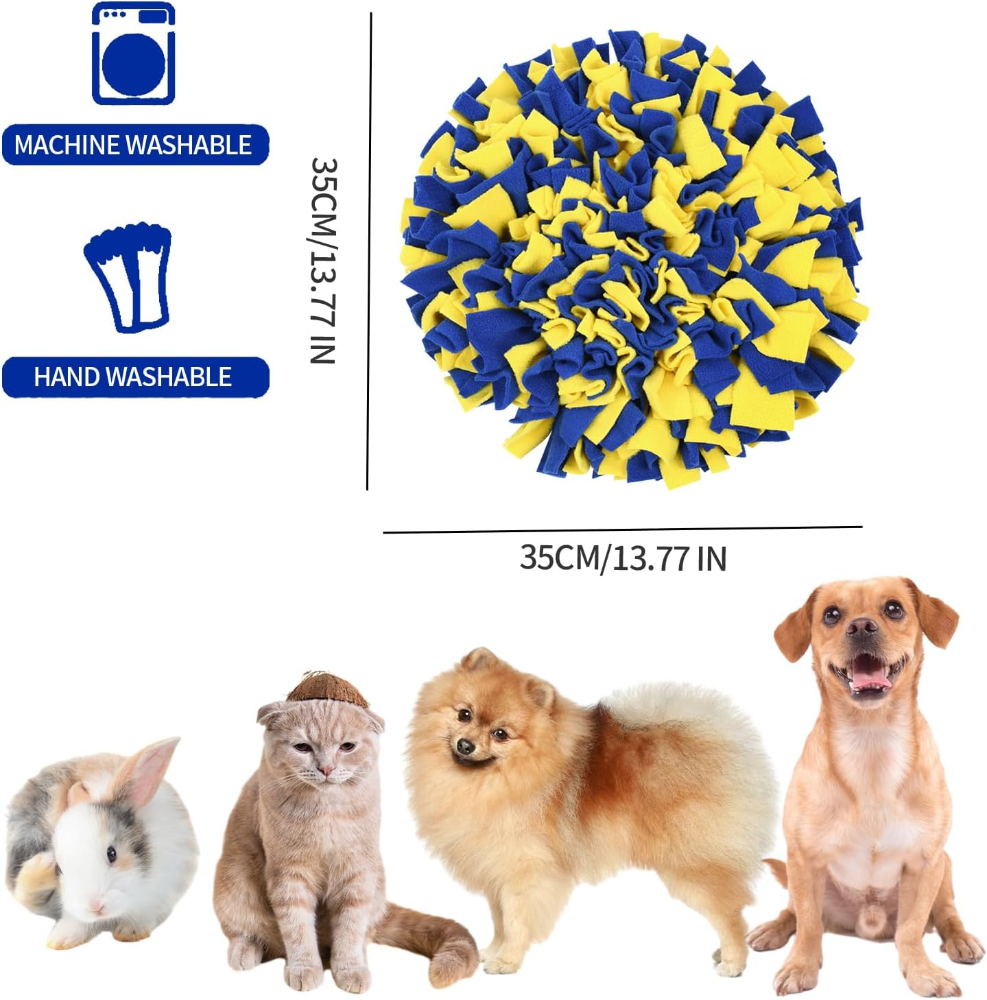 Larfraecy Dog Snuffle Mat,Interactive Feeding Game Toy for Dogs,Pet Snuffle Mat,Pet Foraging Mat for Smell Training Dog Toy,Dog Sniffing Pad for Stress Relief and Slow Feeding 45Cmx45Cm(Yellow/Blue)