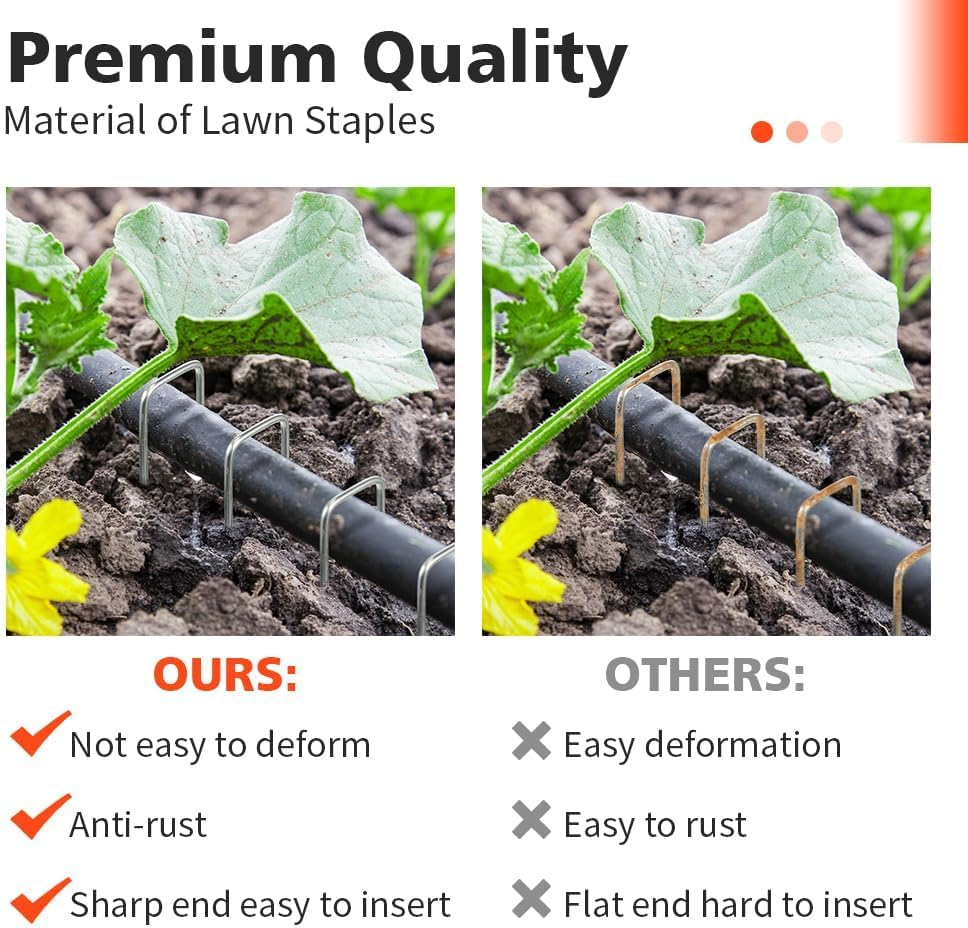 Landscape Staples 50 Pcs Galvanized Garden Stakes U-Shaped Tent Stakes 6 Inch 11 Gauge Plant Cover Stakes Anti-Rust Ground Sod Pins Yard Stakes for Landscape Weed Barrier Irrigation Tubing image number 3