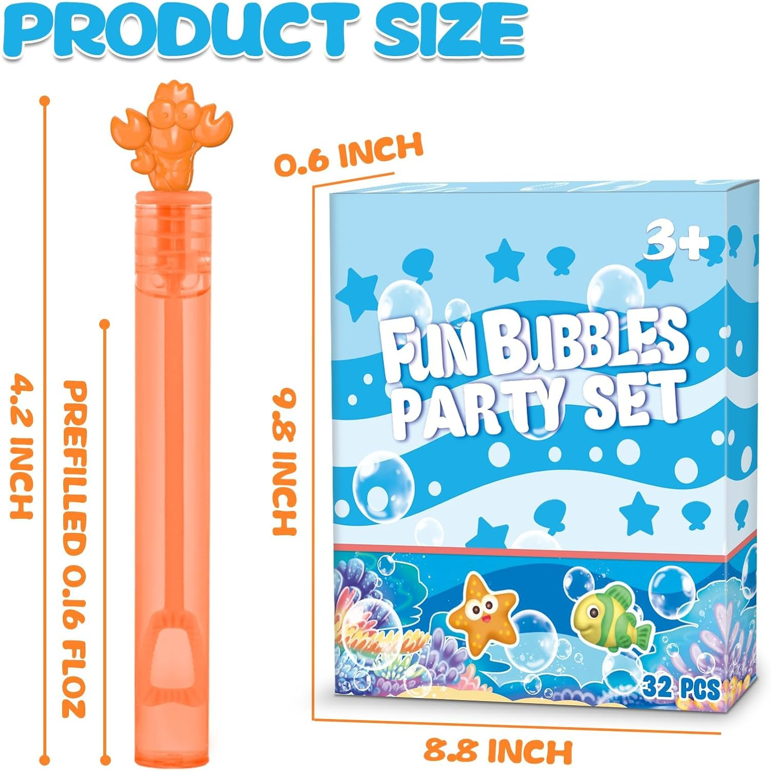 32 Pcs Bubbles for Sea Party Favor, 8 Style Mini Bubble Wands for Kids Toddler with Display Box, Mermaid Birthday Party Supplies, Goody Bag Filler, School Classroom Prizes, Summer Outdoor Gifts Toy image number 4