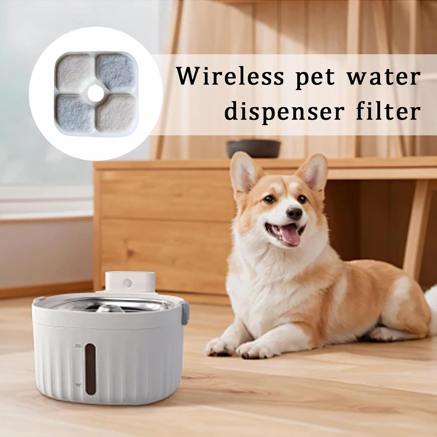 Pack of 8 Cat Fountain Filter, Cat Fountain, Triple Filter System Replacement Filter with Resin and Activated Carbon, Fontaine Replacement Filter, 8.4 X 8.4 Cm, for Catit Pixi Drinking Fountain And image number 6