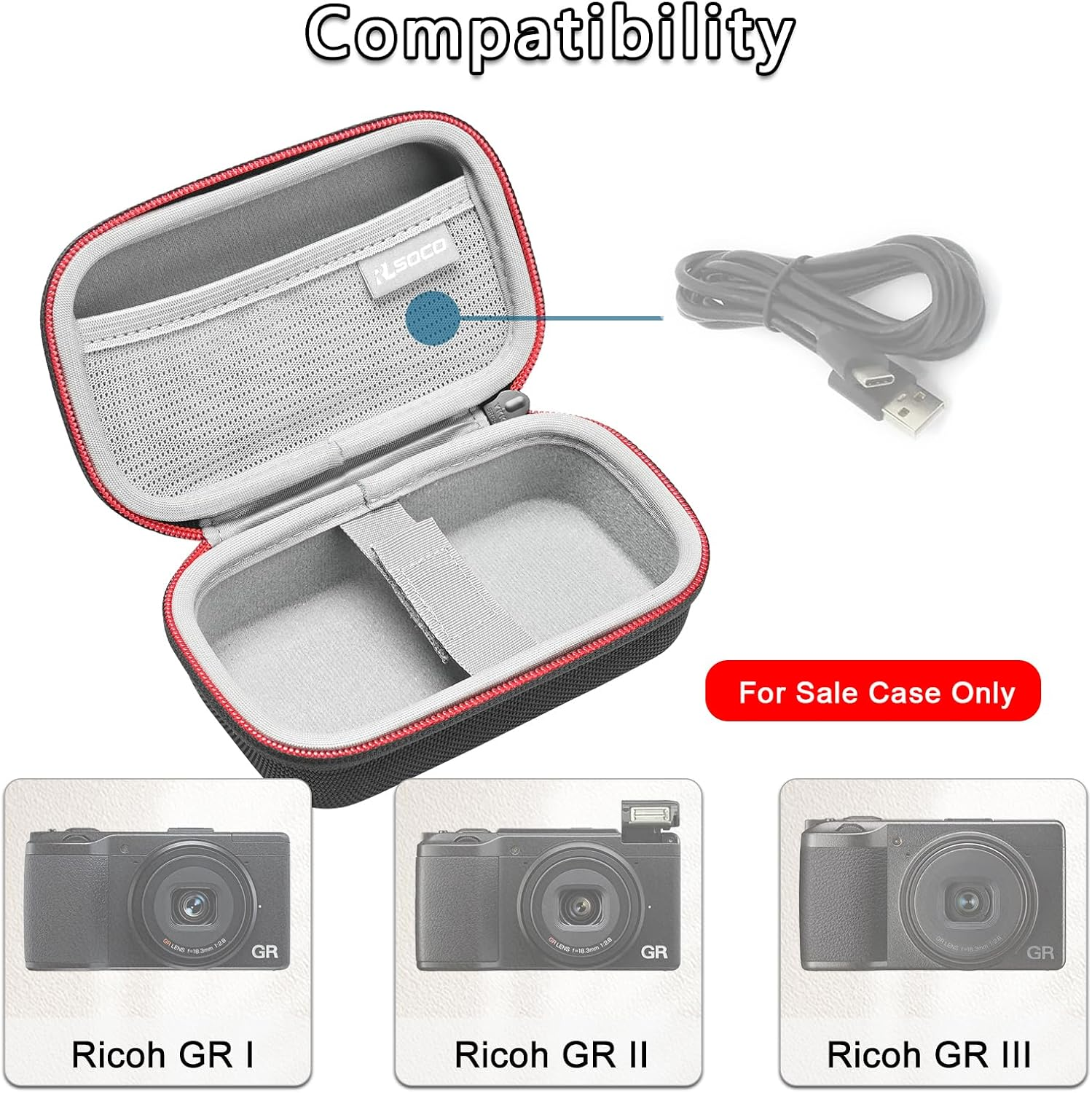 For RICOH GR Iv/Iii/Iiix/Ii/I Digital Camera, RLSOCO Case for RICOH GR Iv/Iii/Iiix/Ii/I, RICOH GR Camera Case - Black (Case Only) image number 5