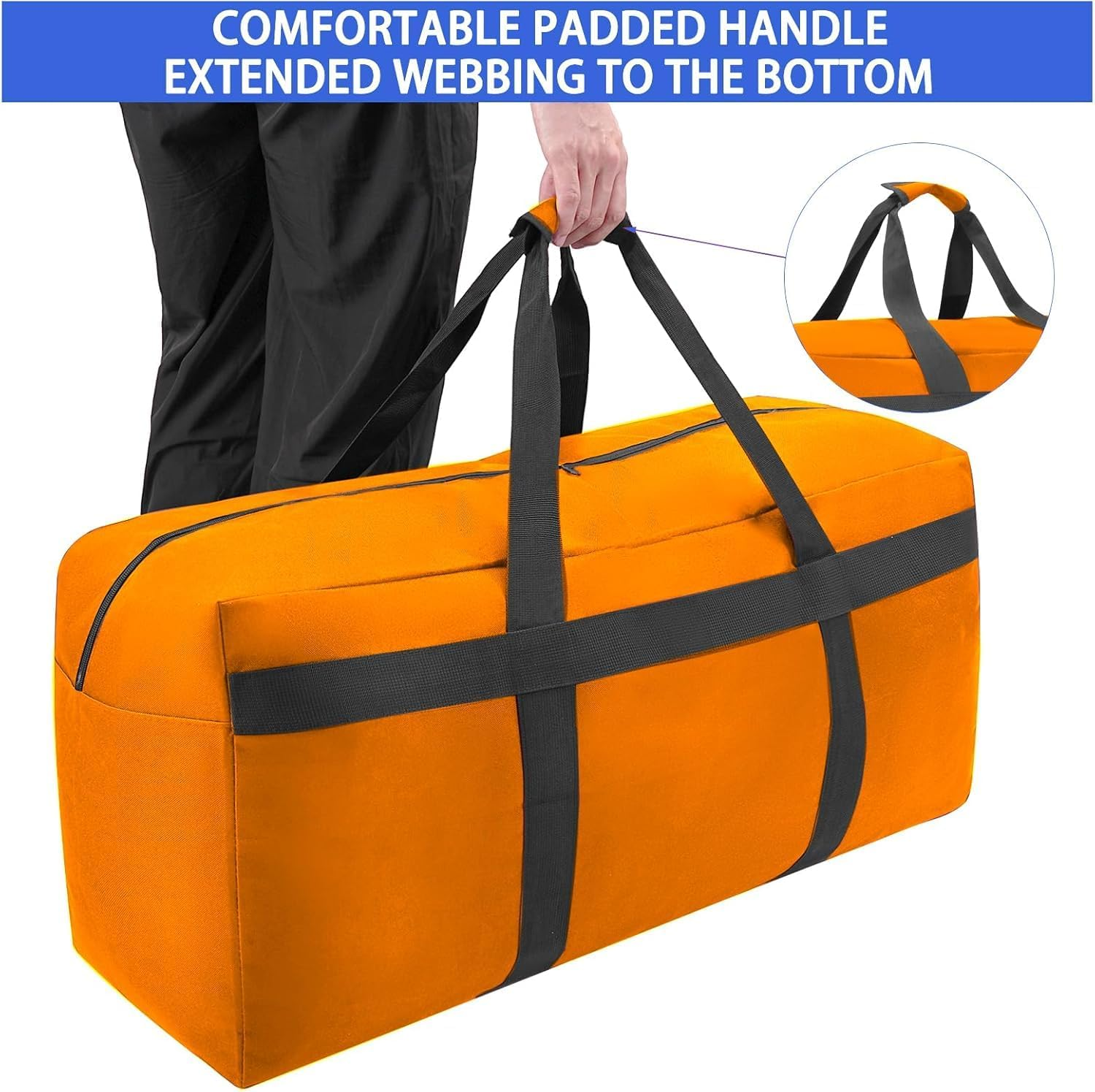 Large Travel Duffle Bag, Orange, 150L, Simple