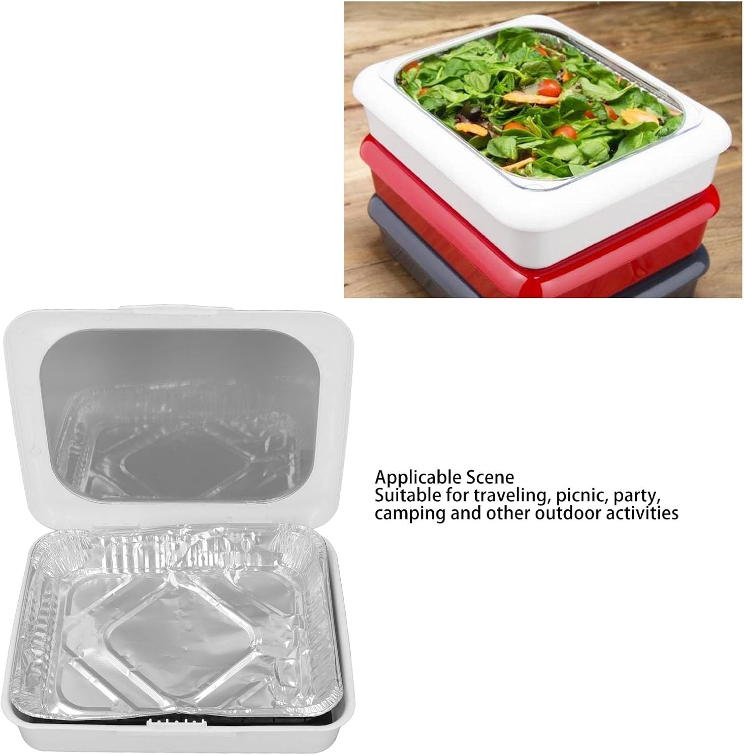Foil Tray Holder Set, Food Foil Dish Pan Carrier with Lid, Stackable Lightweight Portable Insulated Food Carrier for Traveling, Picnic, Party, Camping image number 1