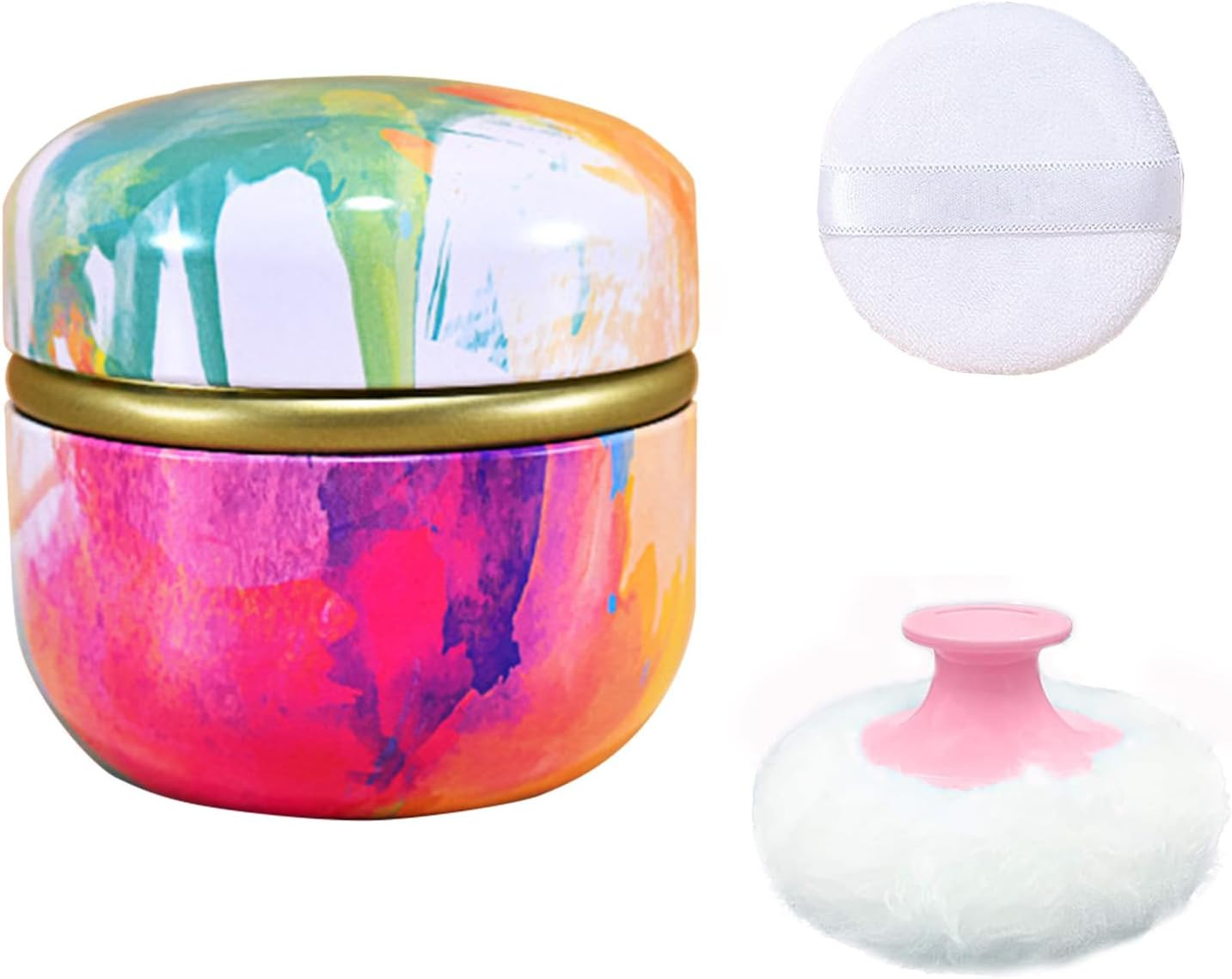 Body Powder Puff and Container for Dusting Powder, Women Powder Puff and Powder Case for Bath and Travel (Chrysanthemum)