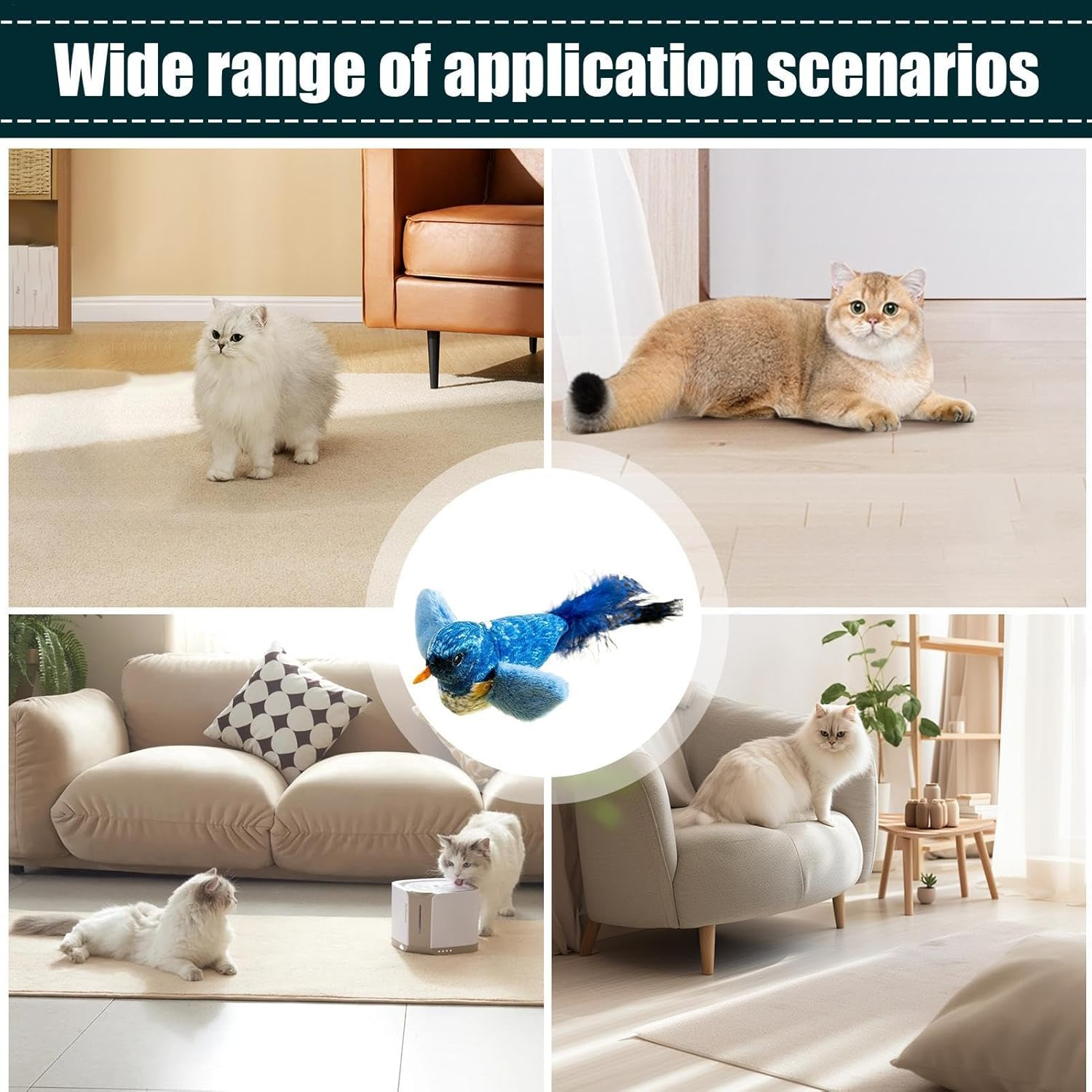 Cat Bird Toys - Bird Toys for Cats | Singing Bird Cat Toys | Interactive Bird Toys for Cats | Singing Bird Cat Toys | Realistic Churp Tweet Touch Activated Kitty Toy | Bird Cat Toy Cute Cat Play Toy