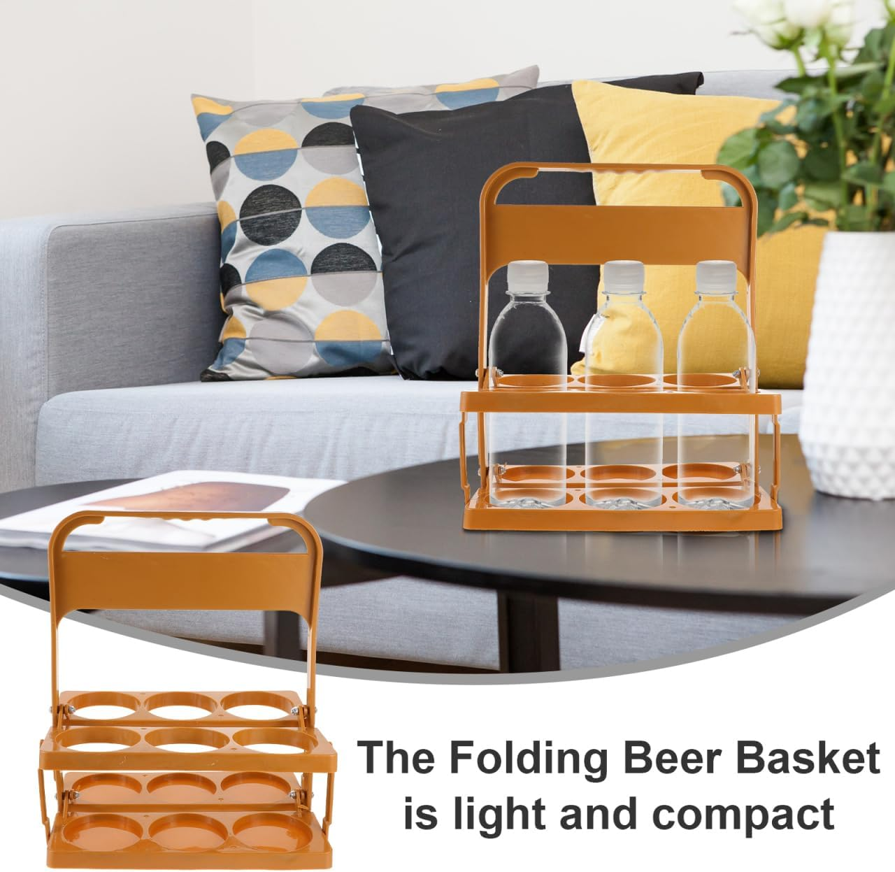 Ciieeo Portable Coffee Color Drink Carrier with Handle, Foldable 6-Bottle Holder for Athletes, Picnics, Barbecues, and Outdoor Activities image number 2