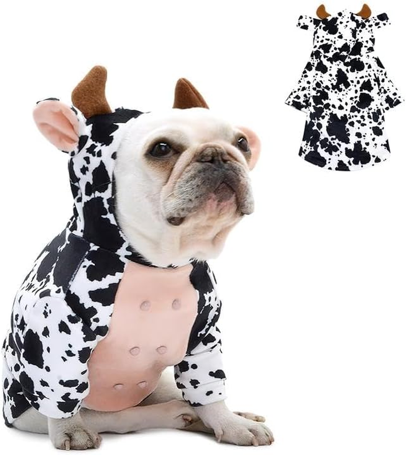 NACOCO Dog Halloween Cow Costume - French Bulldog Funny Cow Holiday Outfit Cute Hoodie Halloween Costume for Pet Puppy Small and Medium Dog (XL) image number 5