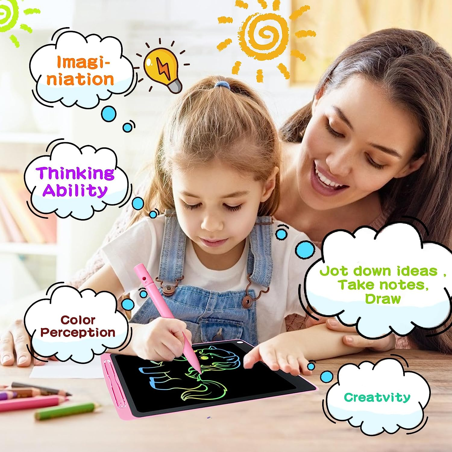 2 Pack LCD Writing Tablet for Girls Boys Toys, 8.5Inch Colorful Drawing Tablet Doodle Board for 3 4 5 6 7 8 Years Old Kids, Educational Learning Gifts, Blue+Pink image number 3