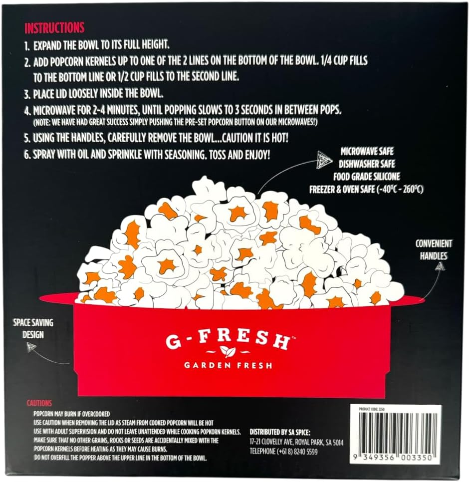 G-Fresh Popcorn Maker Microwave Popper - Red Silicone - Gfpopper image number 4