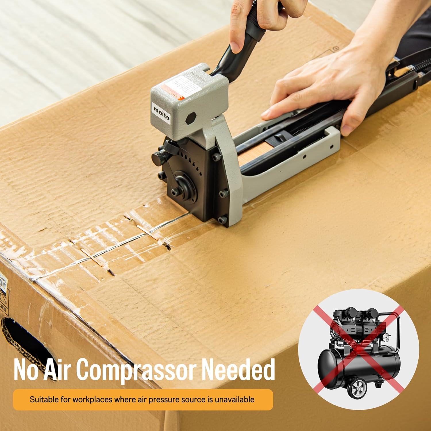 Meite HB3518 Manual Carton Closing Stapler for Cardboard Box Assembly, Uses 34.7Mm Crown 18Mm Length Carton Closing Staples image number 2