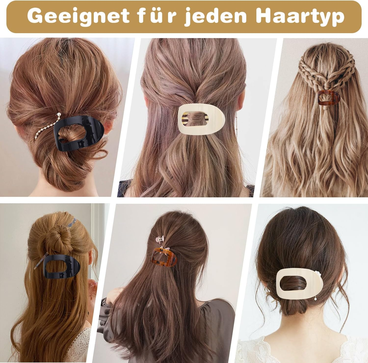 Pack of 4 Flat Hair Clips, Large French Hair Clip, Strong Hold Flat Claw Clips, Non-Slip Flat Hair Clip for Thick or Thin Hair, Daily Life, Sports or Driving image number 6