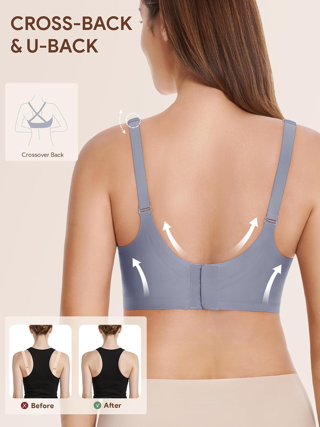 Angelhood Nursing Bras for Breastfeeding, Seamless Wireless Comfort Push up Lace Nursing Maternity Bralette for Pregnancy image number 7