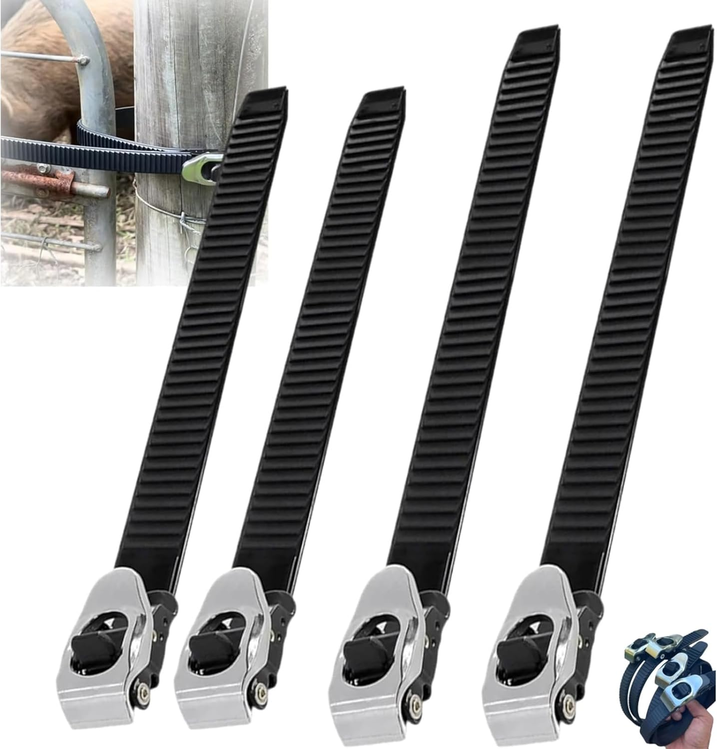 Heavy-Duty Stainless Steel Grip Lock Straps, Reusable Adjustable Locking Belt with Metal Buckle, Strong Ratchet Tie down Straps for Luggage, Cargo, Bikes, and Daily Use (6Pcs)