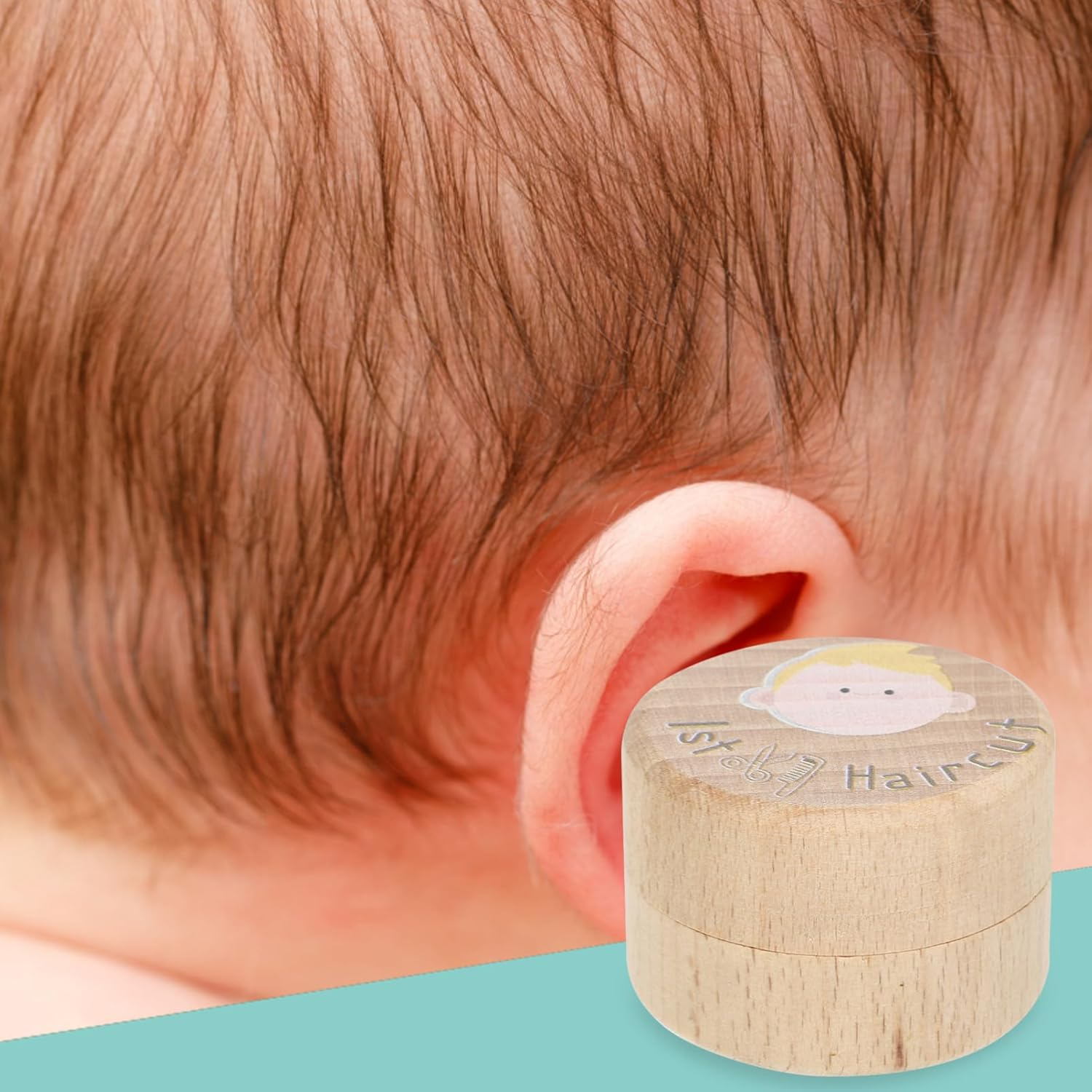 Lanugo Memorial Box Wood Haircut Box for Boy First Childhood Memory Keepsake Case image number 1