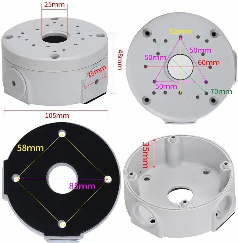 2-Pack Universal Aluminum Alloy Waterproof Hide Cable Junction Box Mount Bracket, Universal for Bullet Security Camera, CCTV IP Surveillance Cameras Holder image number 4