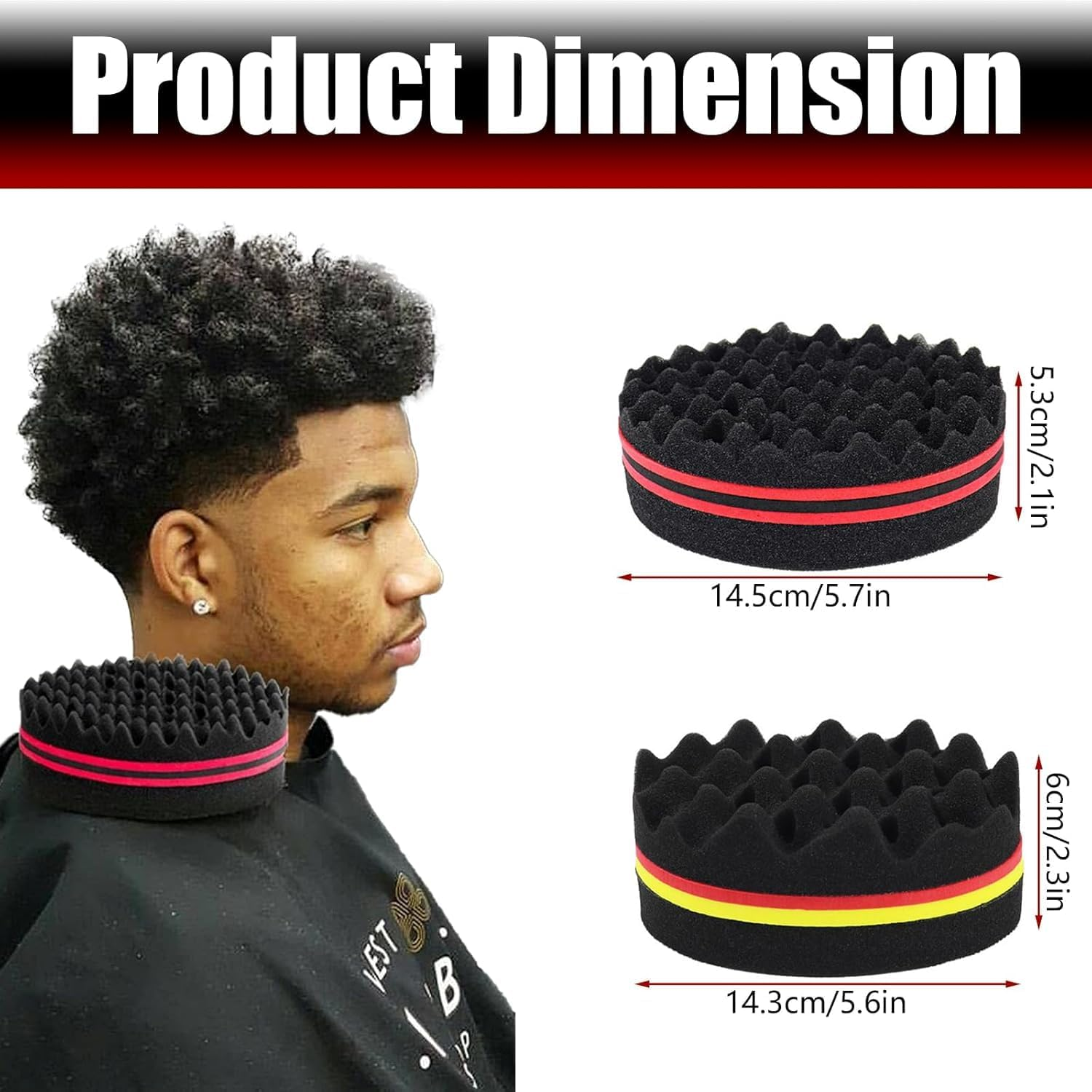 Big Holes Hair Twist Sponge Brush, 2Pcs Curls Hair Sponge Brushes for Barber Styling, Twist Hair Sponges Big Holes Barber Sponges Brush
