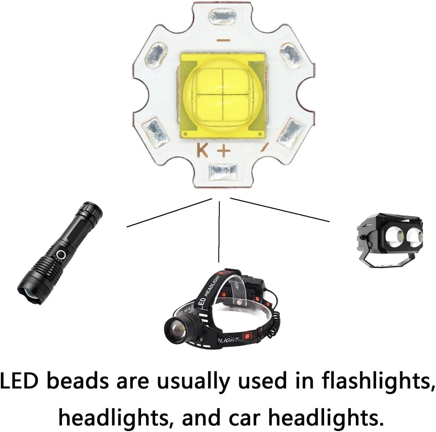 NFGZFNMKYW 1Pcs LED Beads 30W 45W Light DC3V-4V DC6-8V XHP90 LED COB Chip Cold White Lamp DIY for Flashlight Car Light Diving Light Source(Dc6-8V 7.5A) image number 3