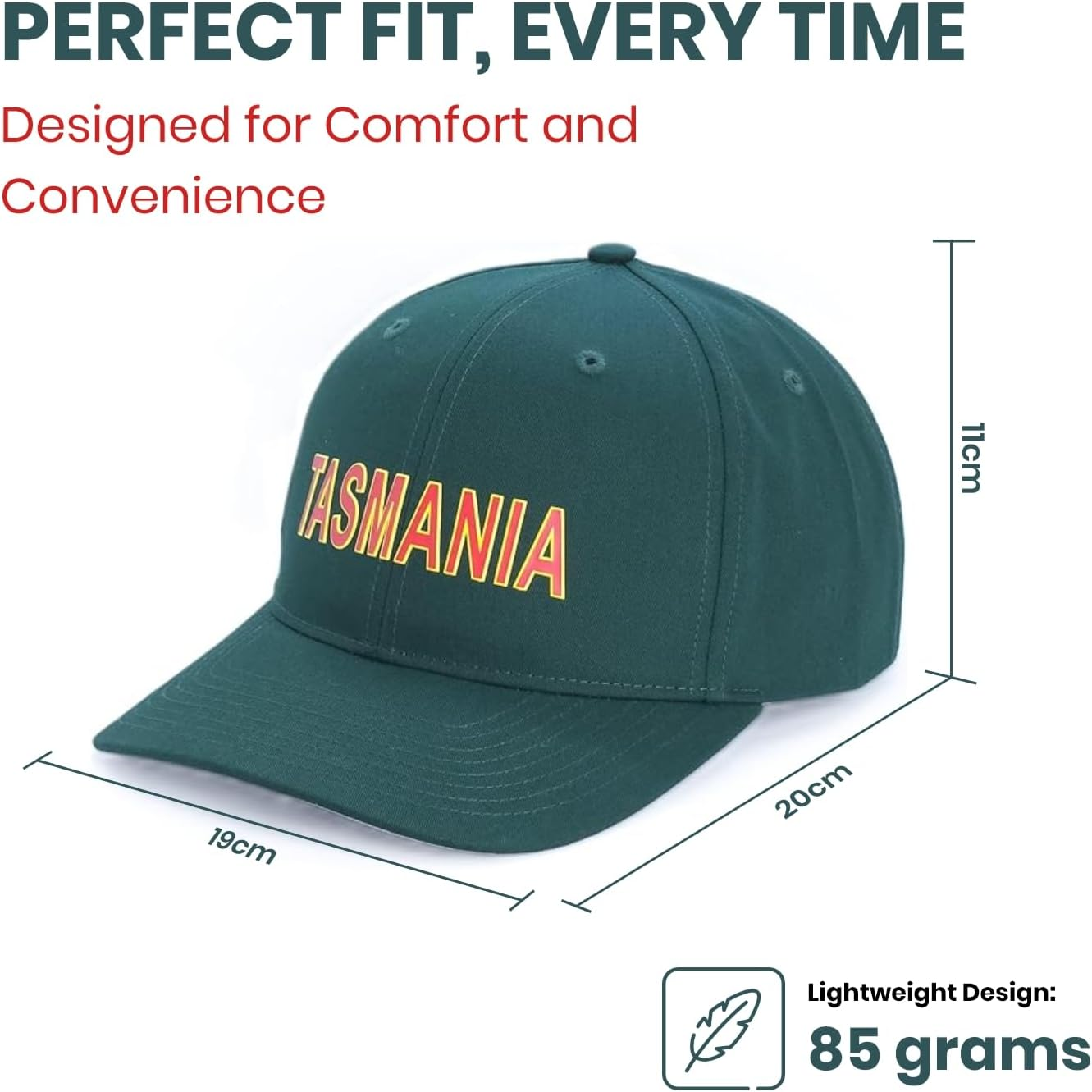 Tasmania Supporters Cap, Richardson Pro 212 Baseball Cap, Bold 'TASMANIA' Text, Lightweight Cotton-Poly Twill, Adjustable Snapback Closure, Pre-Curved Underbill, Sports & Casual Wear, Green Colour image number 6