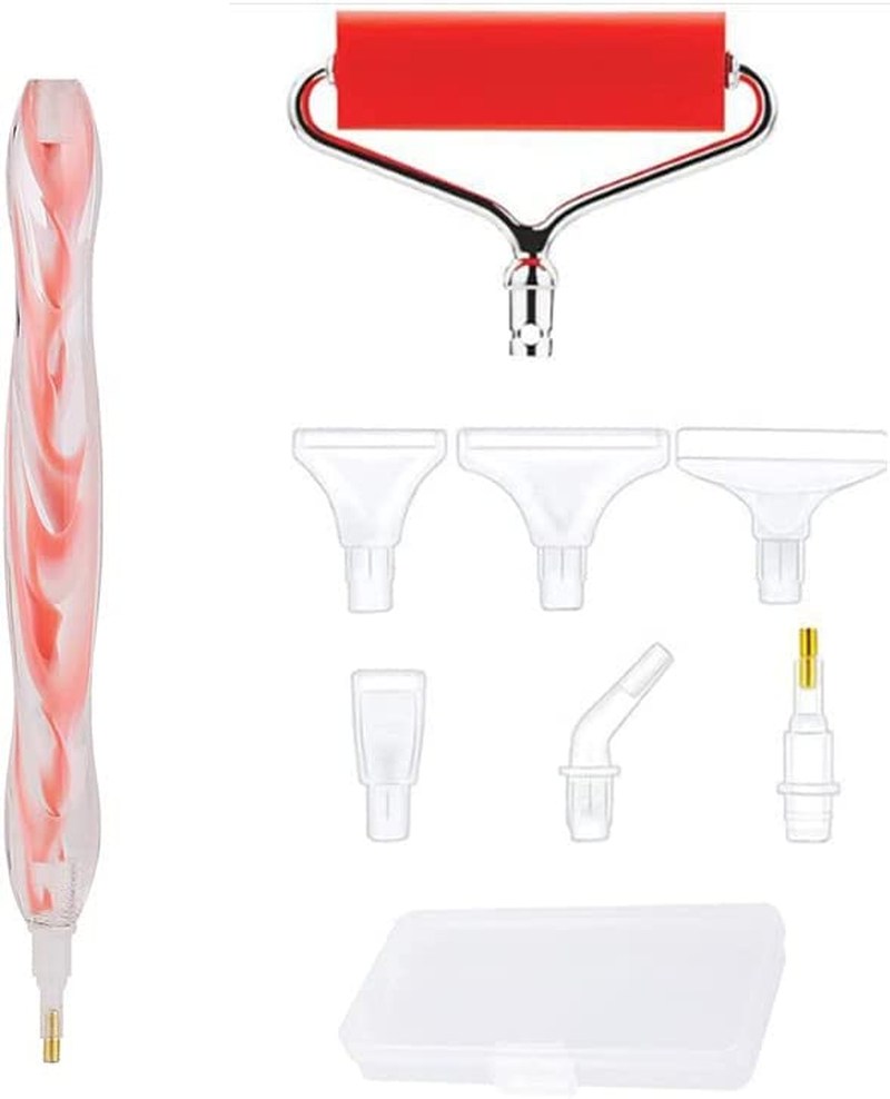 HIGHROCK Diamond Painting Resin Pen Accessories Tools Set, 5D Diamond Art Roller Tools and Accessories Set Dots round Square Drill Wax Pens (Pink) image number 1