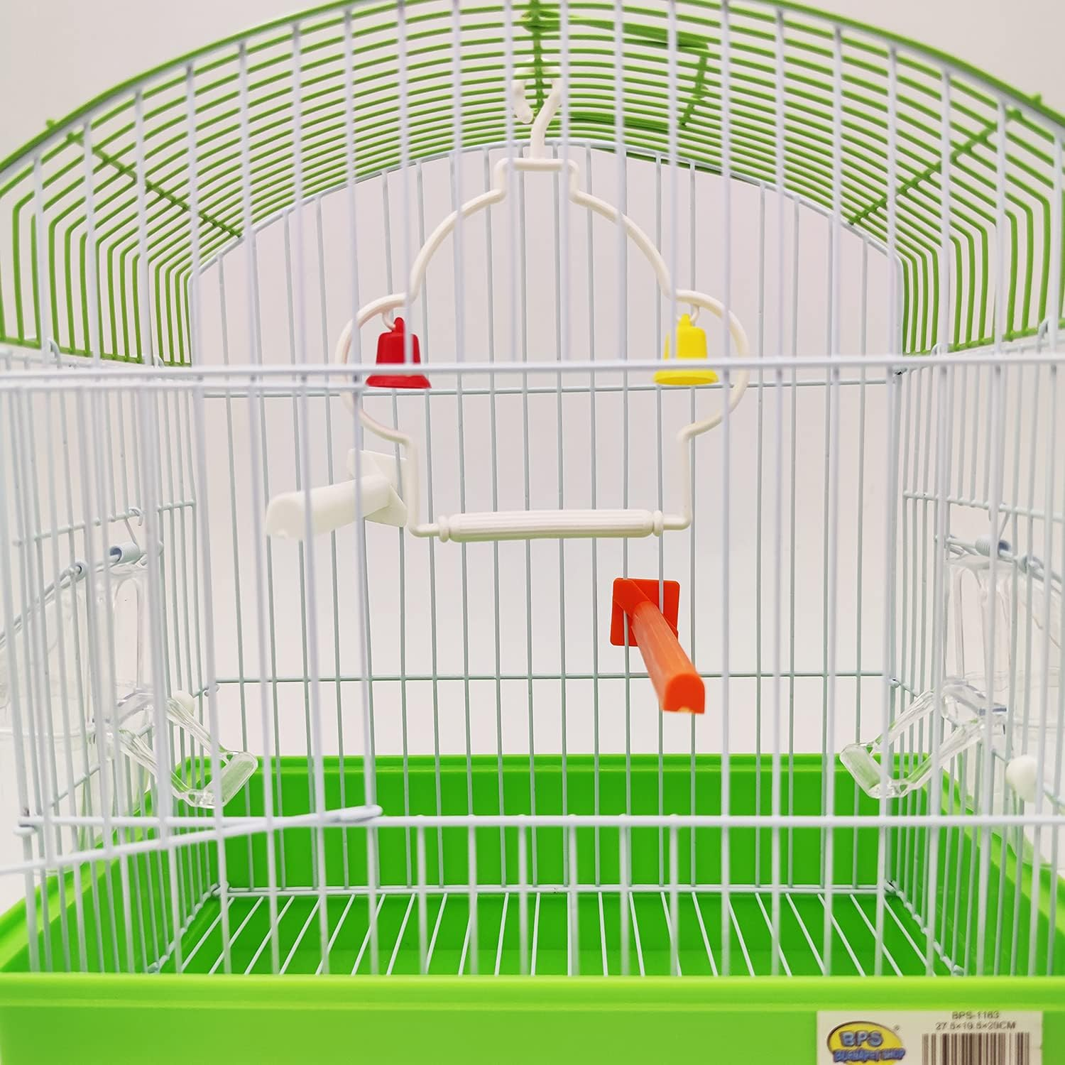 BPS BPS-1163 Metal Bird Cage Small Cage with Feeding Bowl and Drinking Bucket Swing Colour Random 27.5 X 19.5 X 30 Cm image number 3