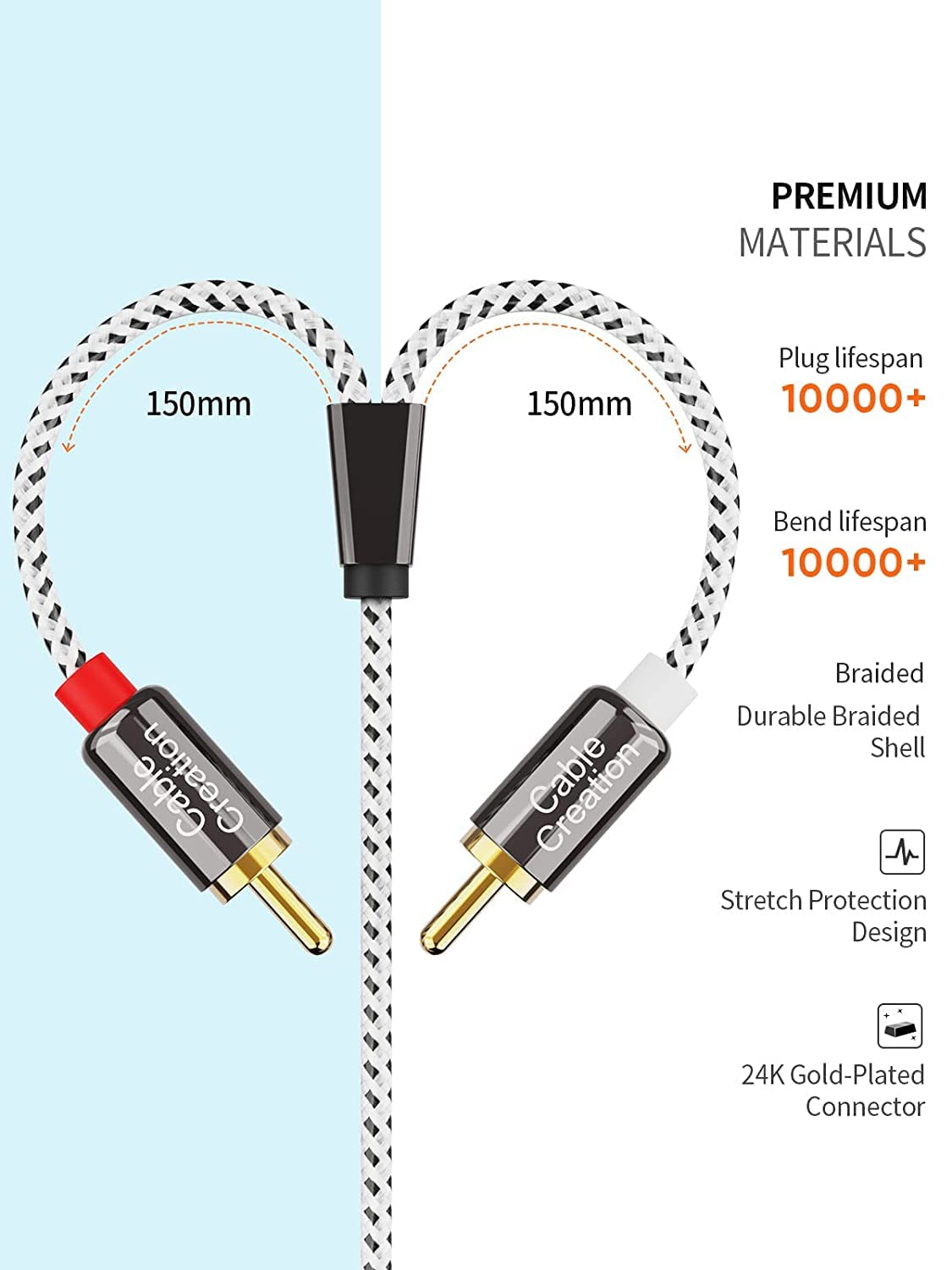 3.5Mm to RCA Cable,Cablecreation 6 Feet Angle 3.5Mm Male to 2RCA Male Auxiliary Stereo Audio Y Splitter Gold-Plated for Smartphones, MP3, Tablets, Speakers,Home Theater,Hdtv,2M image number 5