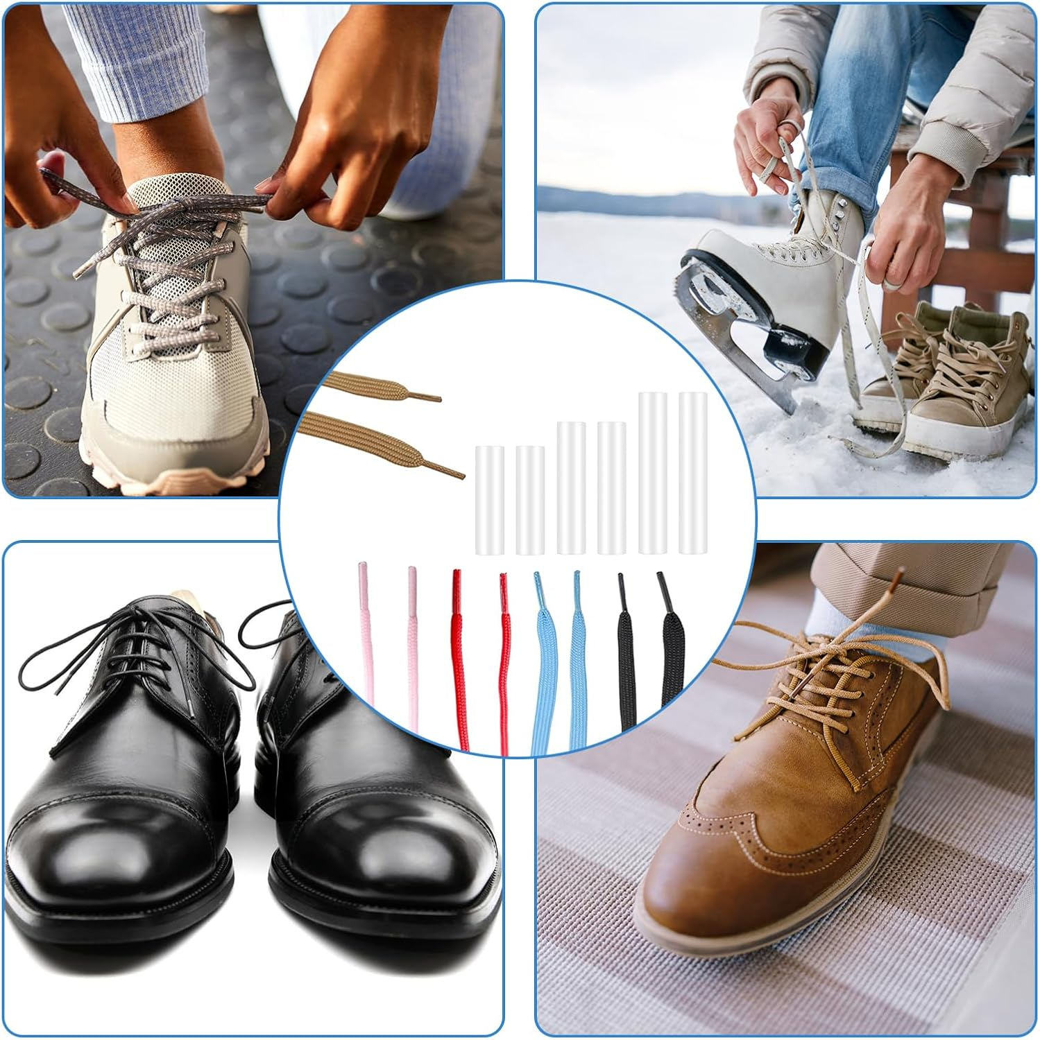 50Pcs Rope Head Sealing Heat Shrink Tubing Aglets for Shoelaces, 3 Sizs Shoe Lace Ends Tips for Shoe Strings, Sneaker Shoe Lace Shortening Repair Aglet Tips, Clothing Rope Heads