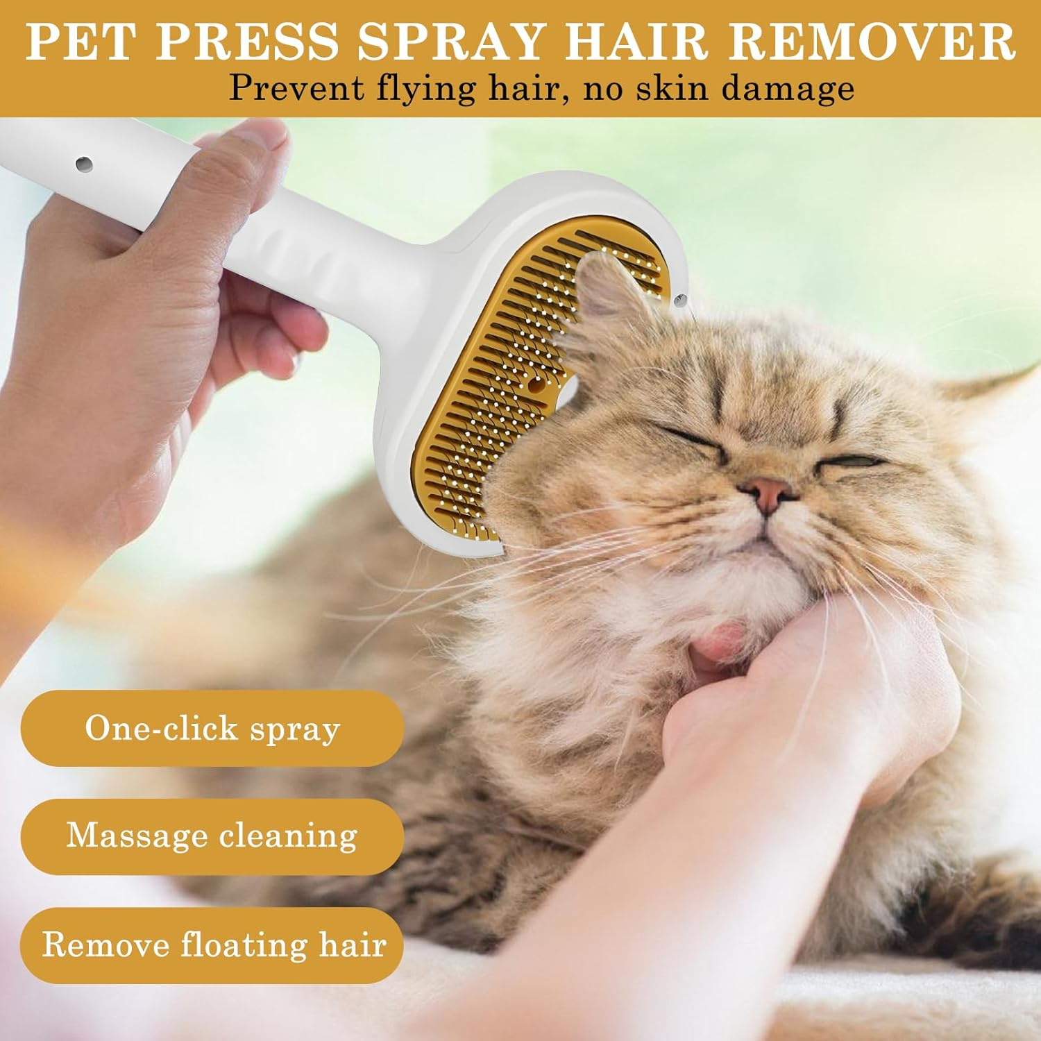 Cat Brush with Steam: WIYETY Steam Brush Cat, Cat Brush with Water, Cat Hair Brush, Kitten Removal, Hair Removal Pet Brush with One Button, USB Charging image number 1