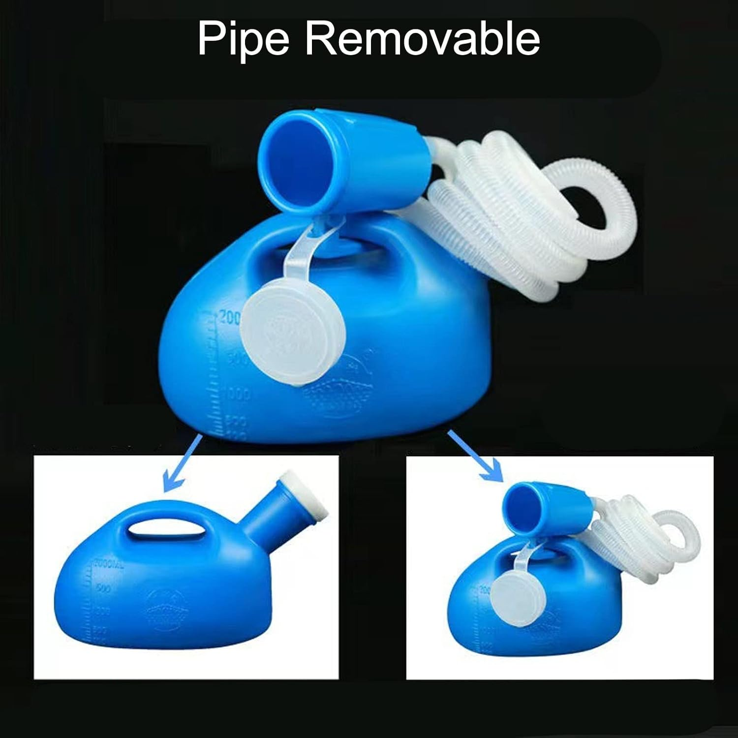 Jiawu Urinals for Men, 2000ML Plastic Pee Bottles for Men, Male Urine Bottle with Lid, Handle, Spill Proof, Long Tube, Male Urinals, Pee Container Men, Portable Urinal for Men, Elderly