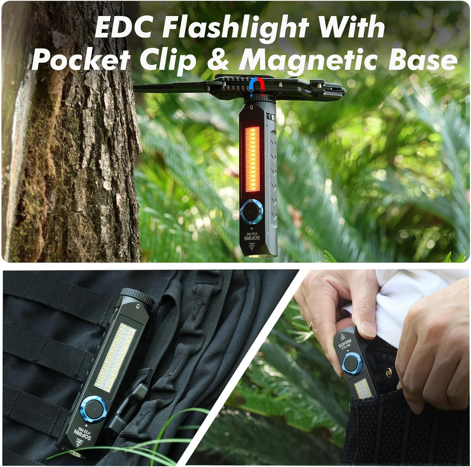 Sofirn IF23 Pro Torch Rechargeable 5000 High Lumens, Super Bright 3-In-1 Flashlight with Side White Light & RGB Color Light, 60 Leds, Magnetic Base, Simple UI for Home, Emergency, Camping, Work image number 4