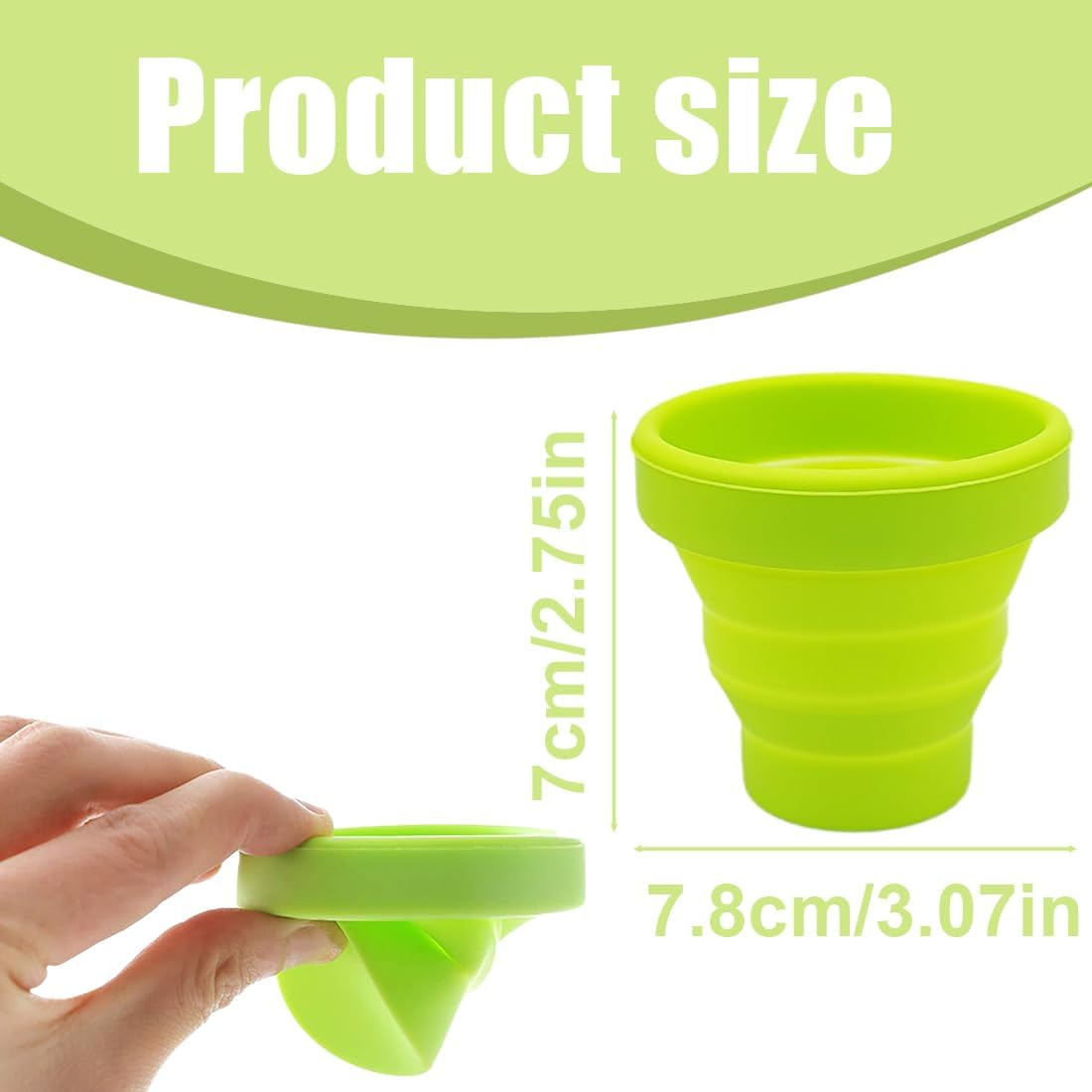 SGERUFZ Folding Cup Silicone with Lid Reusable Foldable Outdoor Camping Folding Cup for Hiking/Picnic/Travel image number 5