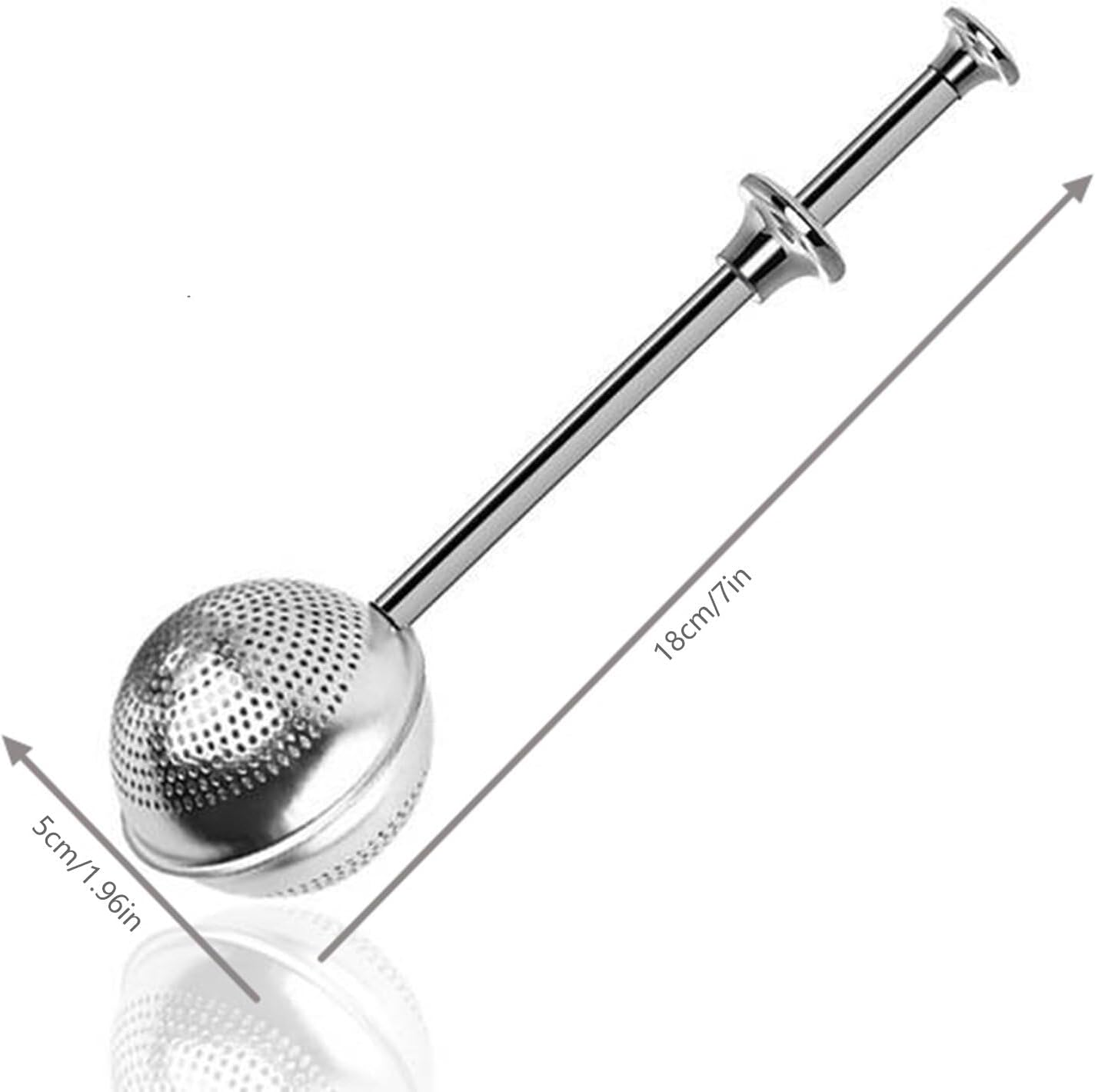 Hysgscwd 2Pcs Stainless Steel Snap Ball Tea Strainer, Long Handle Ball Tea Leaf Filter, Tea Infuser Filter for Loose Leaf Tea, Fine Mesh Tea Interval Diffuser, Steeper Strainer for Spices image number 2