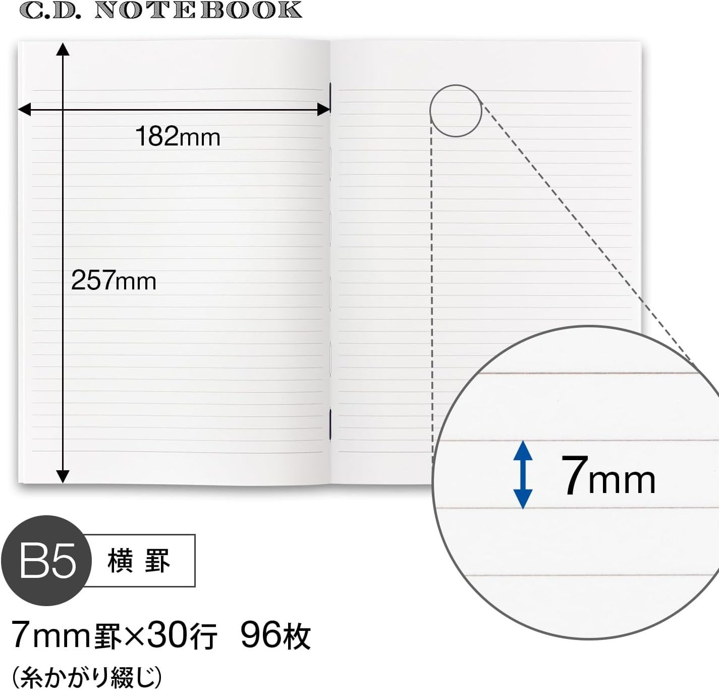 アピカ CD Note B5 Premium CD Notebook, Line, CDS120Y image number 6