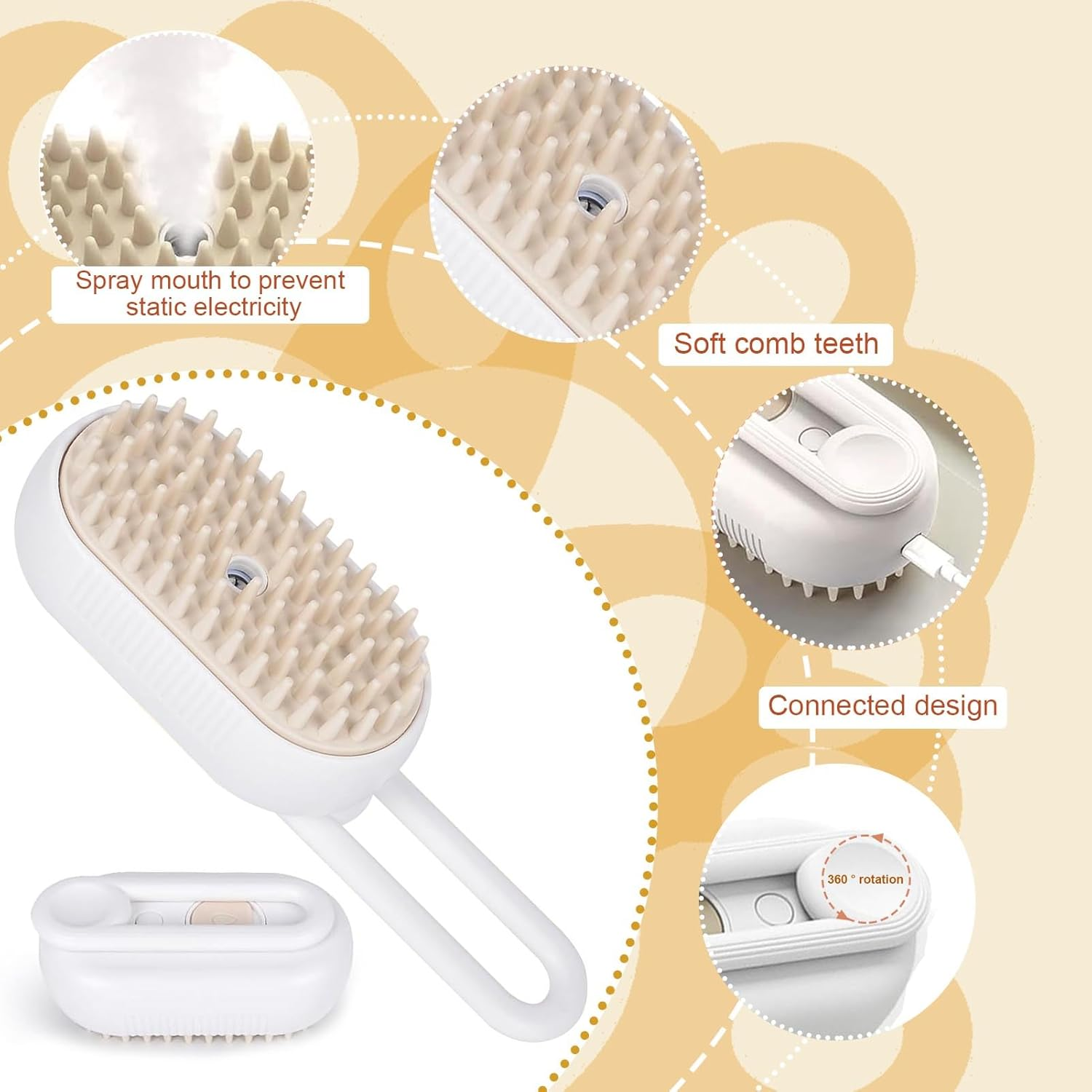 Cat Brush with Steam 3-In-1 Multifunctional Steamy Cat Brush Steam Brush Cat Steamy Brush Cat Care Brush Steam Brush for Cats and Dogs for Hair Removal