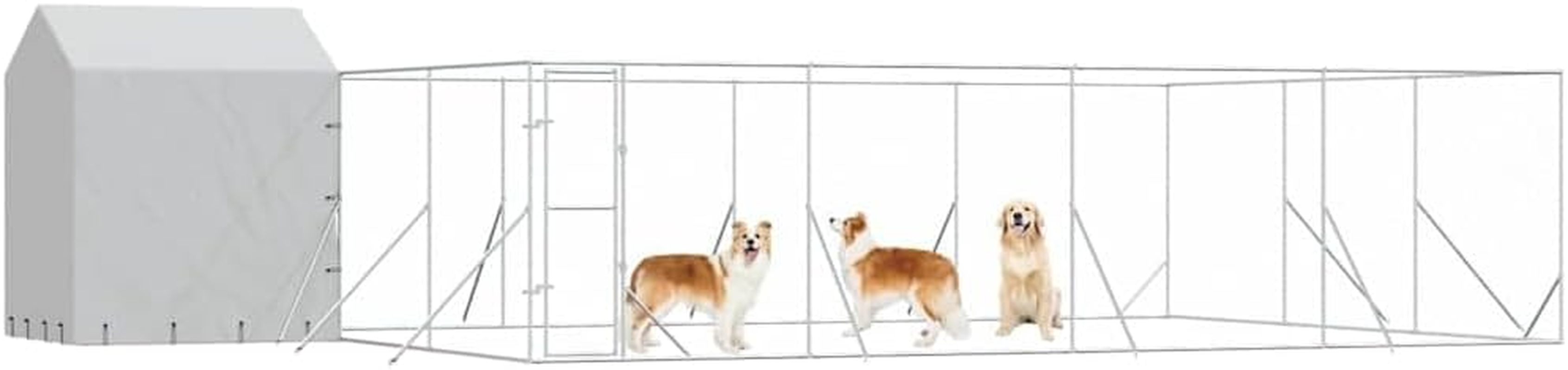 Outdoor Dog Kennel with Roof 10X6X2.5 M Galvanised Steel Pet Shelter Enclosure image number 1