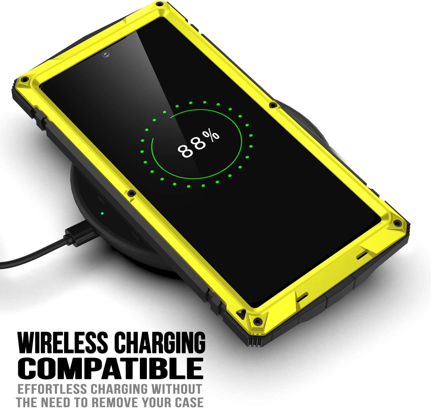 Samsung Galaxy S23 Ultra 5G Case,Outdoor Aluminum Metal Gorilla Glass Shockproof Military Heavy Duty Sturdy Protector Cover Hard Case for Samsung Galaxy S23 Ultra (Yellow) - Red image number 4