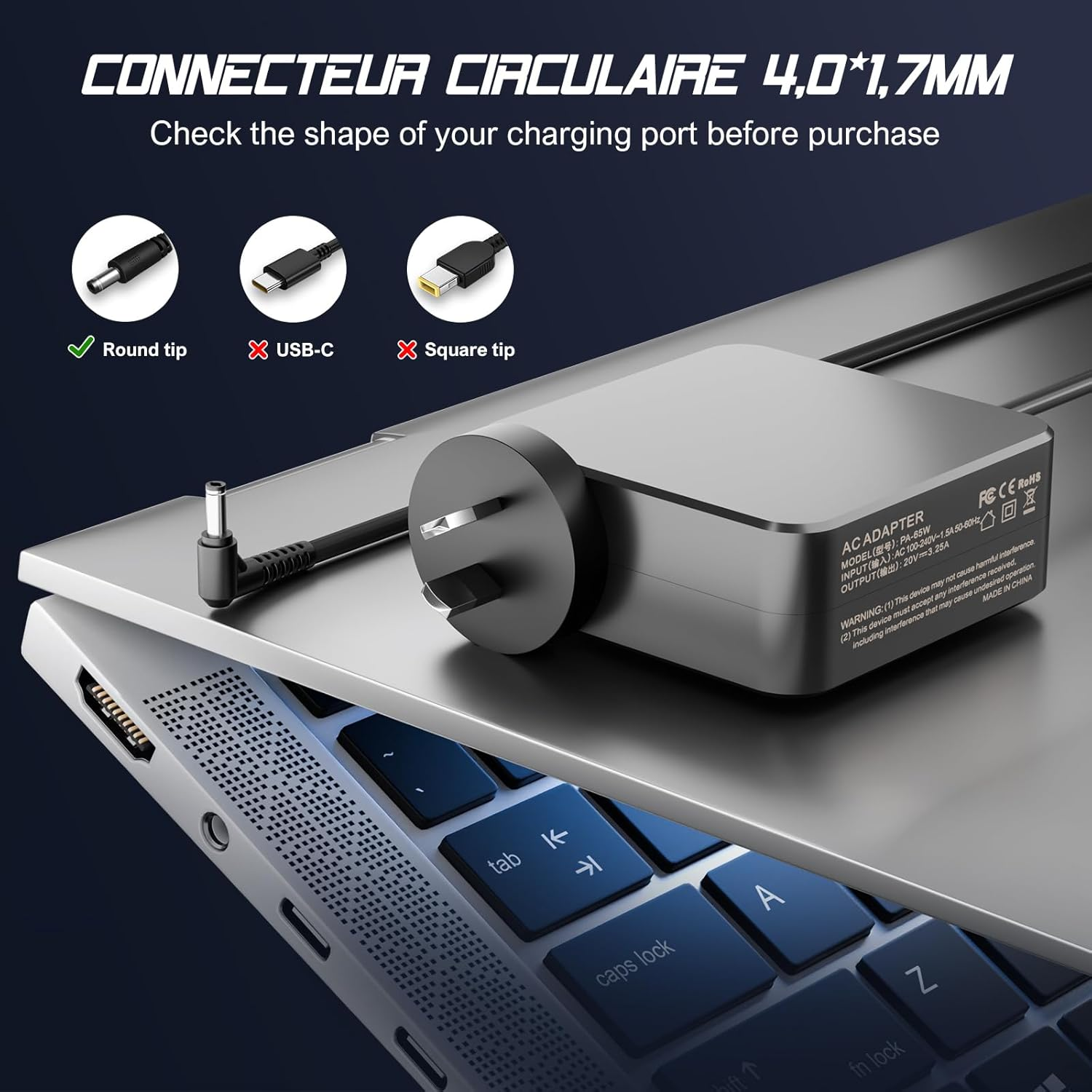 65W Charger for Lenovo Laptop Computer AC Adapter Charger for Lenovo Ideapad 3I 5I 14 15 Ideapad Flex 3 5 Yoga S740 530 330 720 520 V155 V145 L340 C340 S340 S145 130S 530S 520S 720S 710S ADLX65CCGU2A image number 4