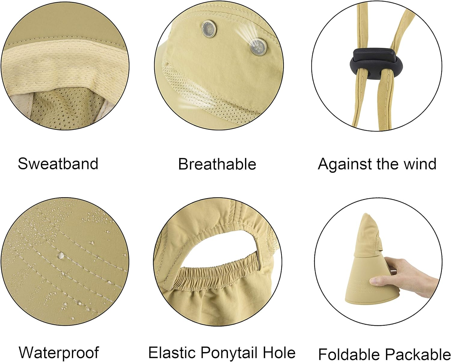 Muryobao Women'S Sun Hat Outdoor UV Protection Foldable Packable Mesh Hat Wide Brim Summer Beach Fishing Cap with Neck Flap - Dark Grey image number 4