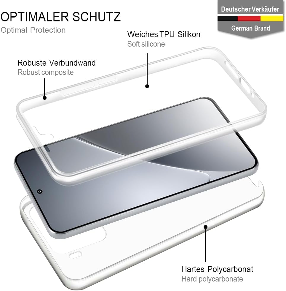 HSP 360 Degree Case for Xiaomi 15 Pro [Full Protection] Mobile Phone Case Protective Case Scratch-Resistant Shockproof Drop Protection Camera Protection Screen Protector Perfect Fit Premium TPU and PC image number 1