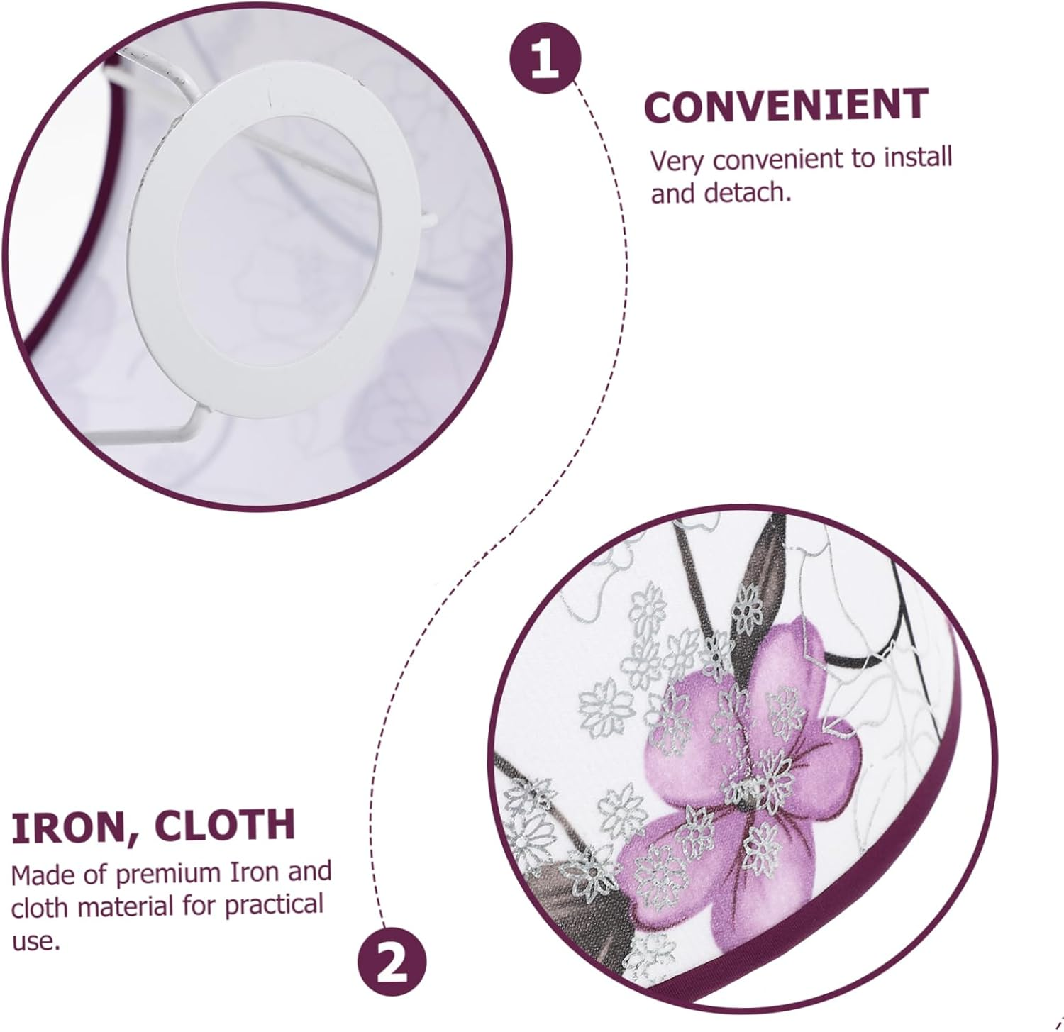 JEWEDECO Vintage Flower Pattern Table Lamp Shade E27 Purple Fabric Lampshade for Bedroom and Home Use Decorative Cone Design for Bedside and Corridor image number 5