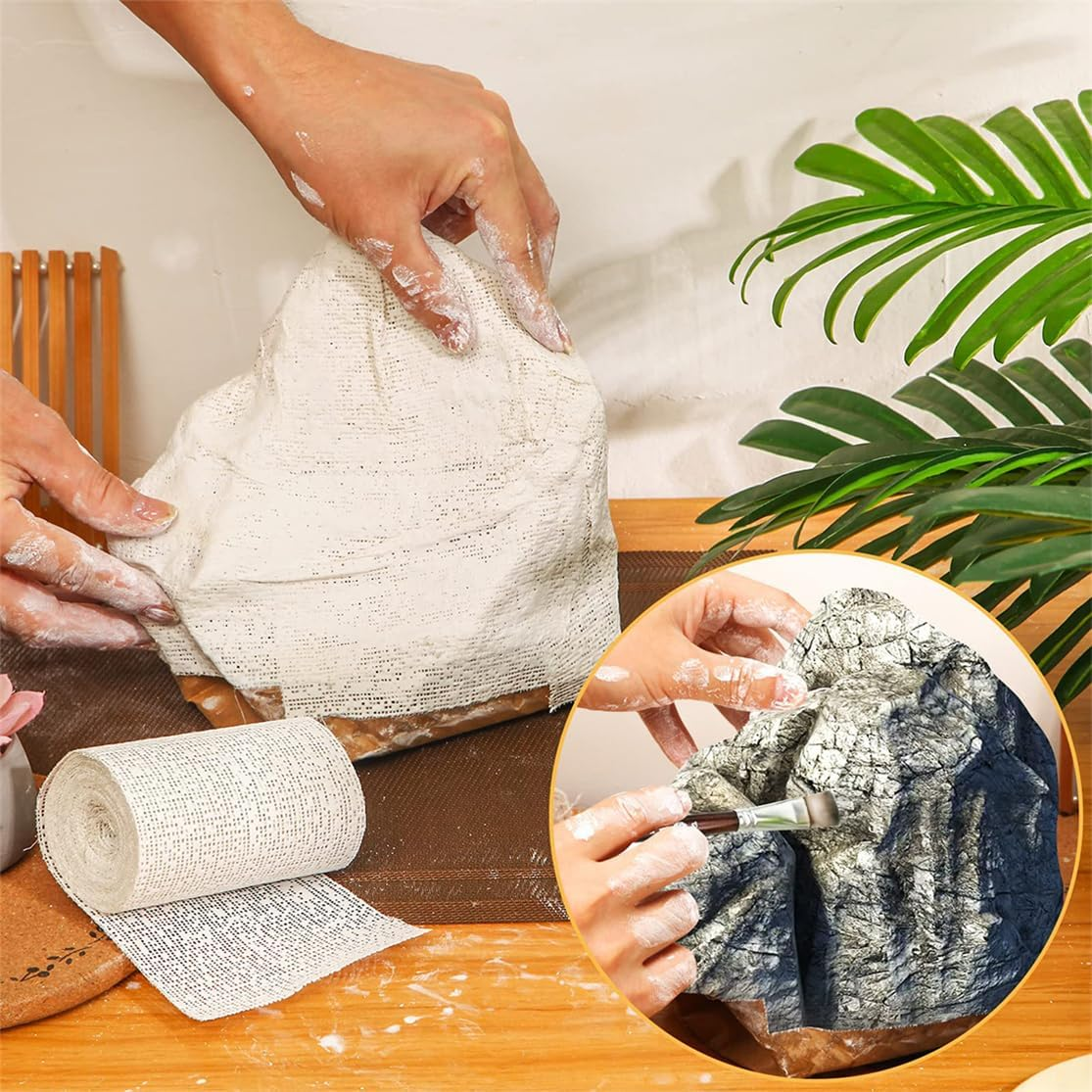 Plaster Cloth Gauze Plaster Bandage Roll Pack of 6 White Bandages Wrap Belly Casting Kit for Body Casts Craft Projects Mask Making Scenery Molds, 6 Inch X 106 Inch image number 5
