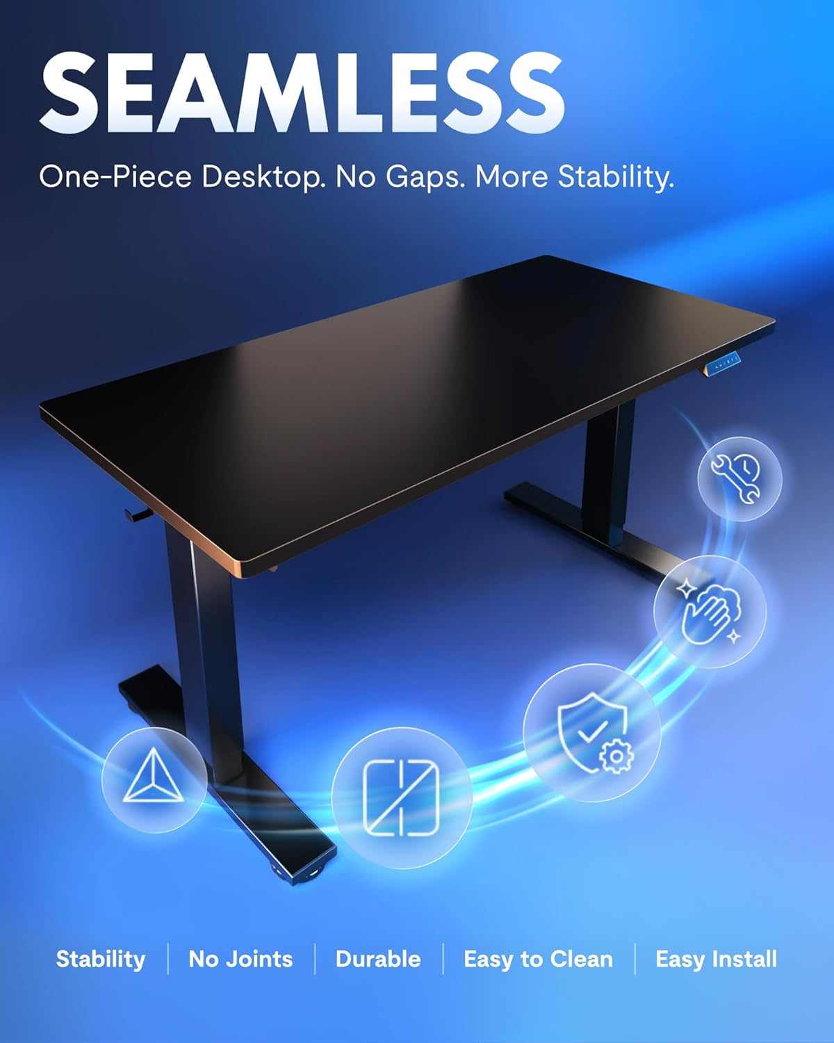 FLEXISPOT Electric Standing Desk 120&times;60Cm Height Adjustable Desk Sit Stand Desk Home Office Desks Whole-Piece Desk Board Black Frame + 120Cm Black Table Top image number 3