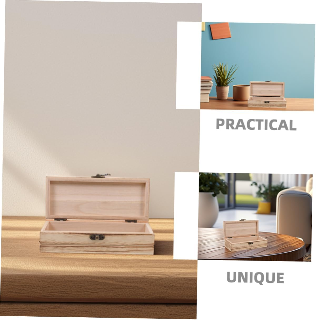 2Pcs Wooden Box Storage Lid Small Decorative Keepsake Boxes for Jewelry Earrings Home Office Organization image number 1