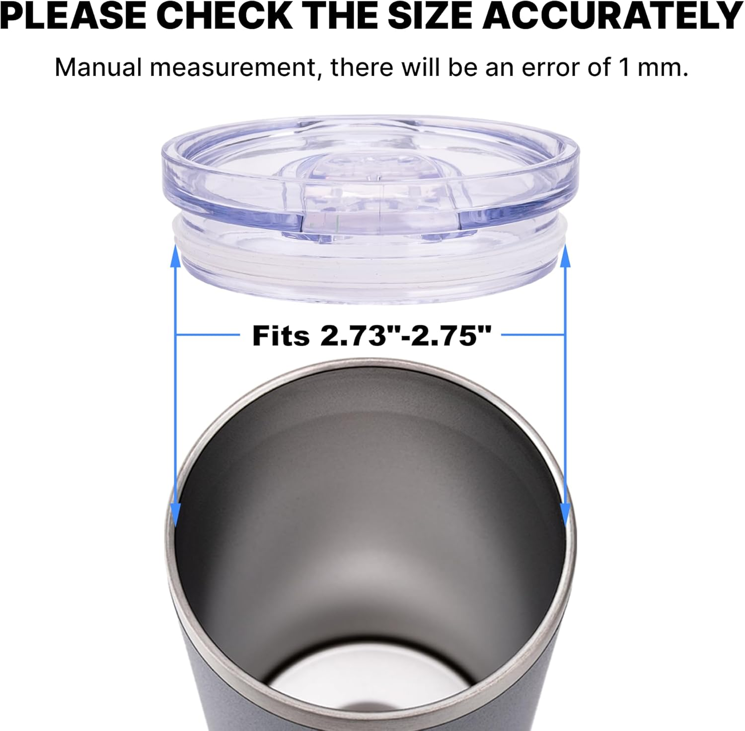 Mollcity Skinny Tumbler Replacement Lid Fits for Skinny Tumbler 2.73-2.75 Inches in Diameter, 2 Pack Splash Resistant Lids Sliding Covers, BPA Free (2 Pack) image number 6