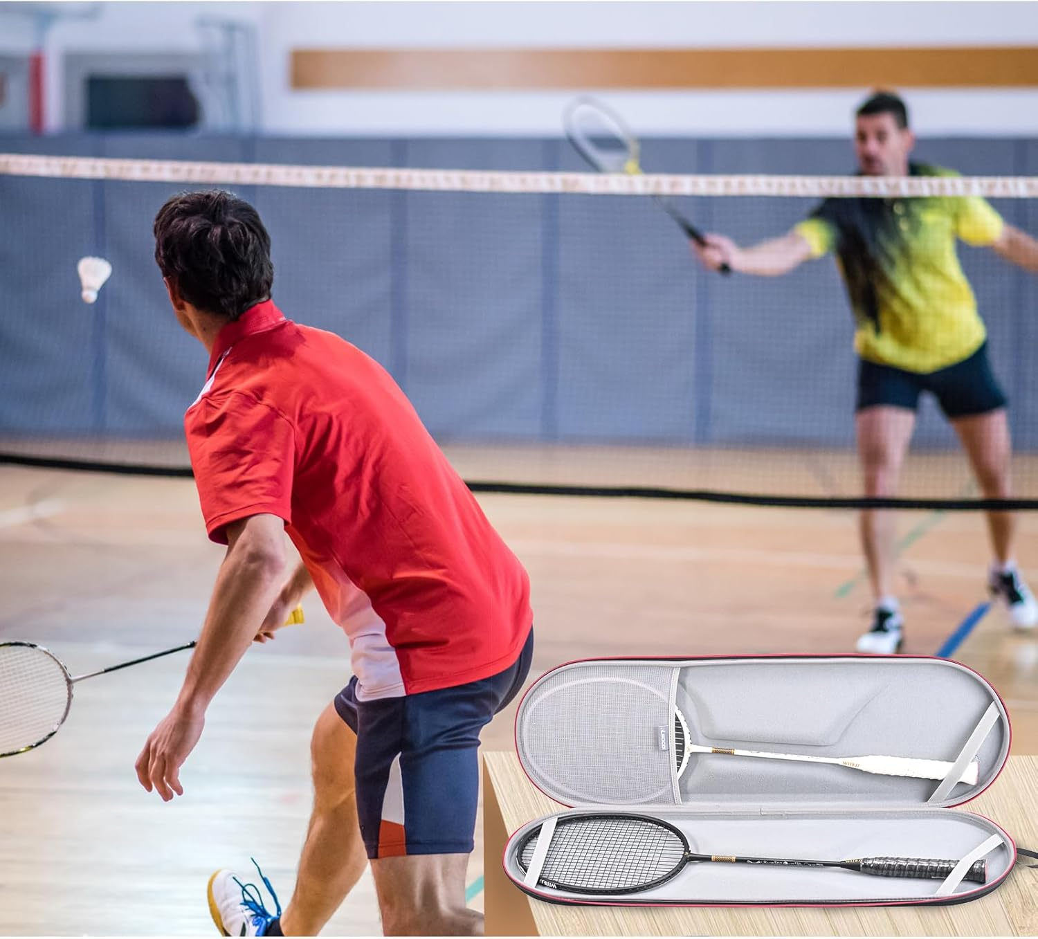 RLSOCO Hard Case for Yonex Badminton Rackets, Compatible with Senston/Li-Ning/Kawasaki/Kumpoo Badminton Racquets, Fits for 2 Badminton Rackets, Badminton Balls and More, Drop Protection (Case Only) image number 1