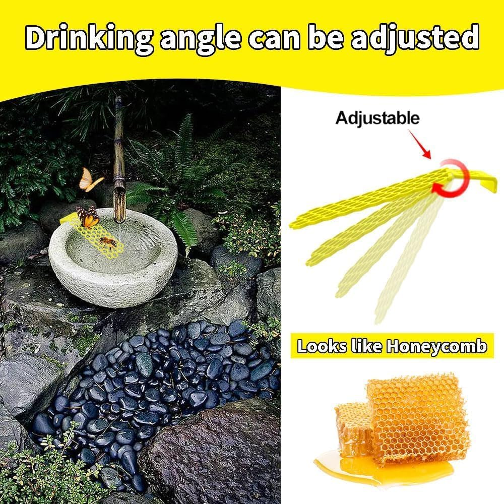 2 Pack Floating Bee Ladder Use for Bee Cups for Garden, Bee Insect Waterer Outdoors,Bee Butterfly Floating Ladder Drink Water Stations,Bee Water Catcher for Thirsty Pollinators (Yellow+White) image number 3