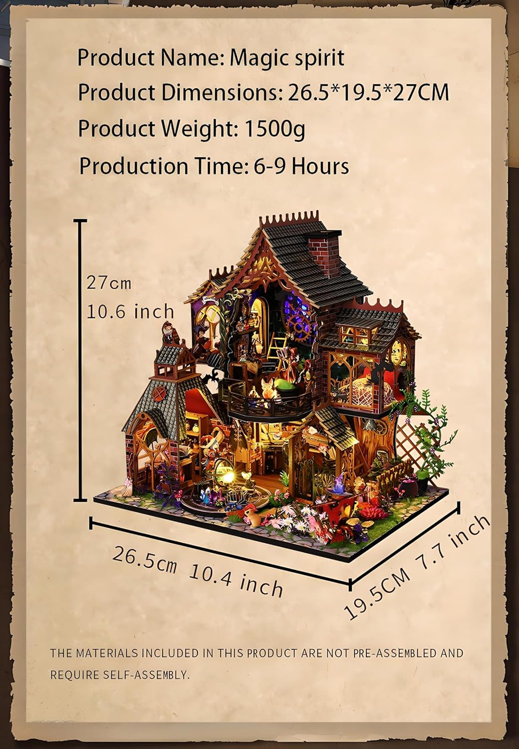 Magic Forest Book Nook Kit &ndash; DIY Enchanted 3D Woodland Miniature House with LED Lights, Wooden Bookshelf Insert Diorama Puzzle Model for Adults Craft, Fairy Garden Decorative Display image number 2