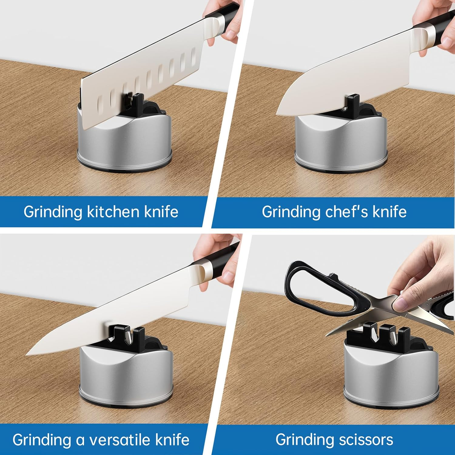 Eosxrp Pocket Knife Sharpener Scissors Sharpeners Tool 3 Grinding Heads for Knives Kitchen Chef Sharpening Tools for Straight and Serrated Knives Repairs Restores and Sharpens Blades image number 4