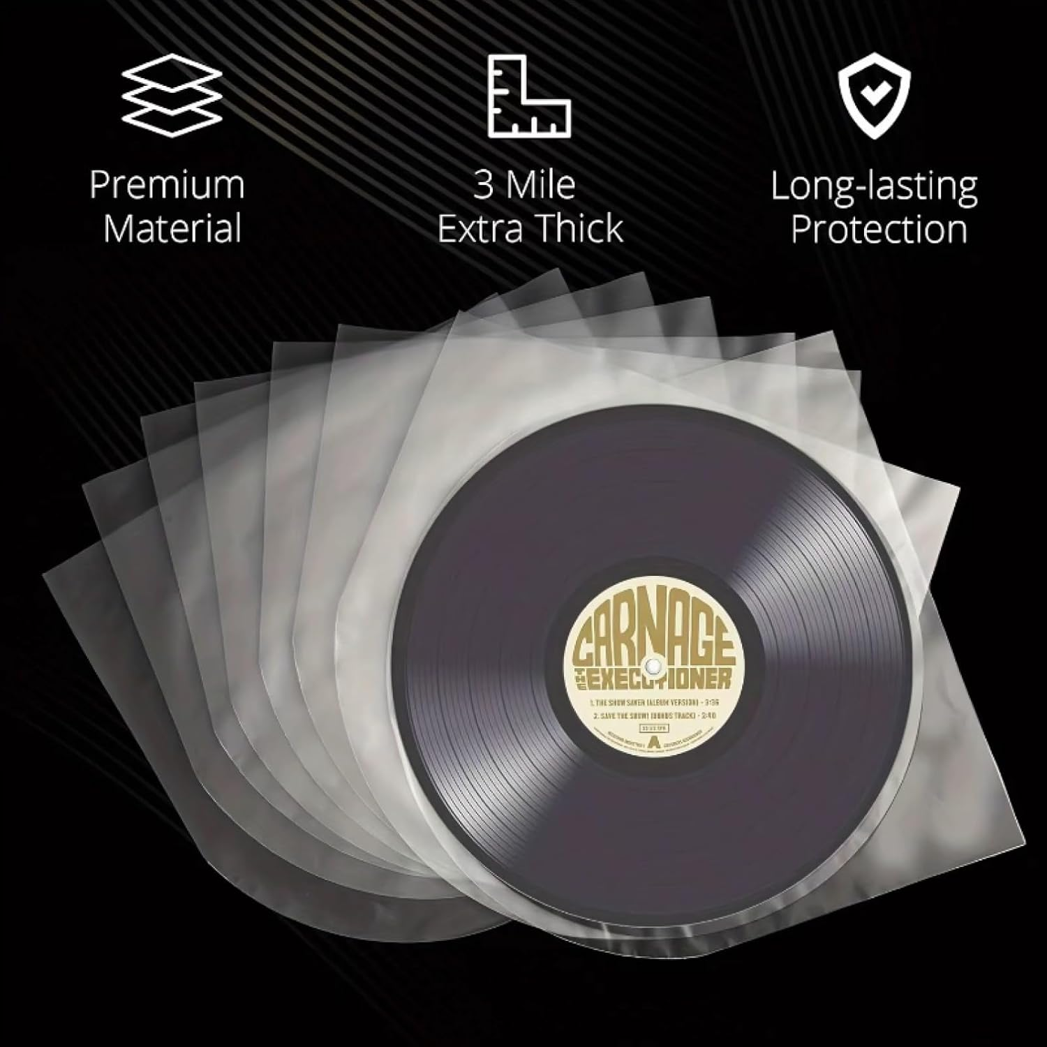 50 Pack of Anti-Static & Dust Vinyl Record Inner Sleeves, Rounded Acid-Free LP Sleeves for 12-Inch Single & Double LP Album Covers, Ultimate Protection for Your Precious Record Collection